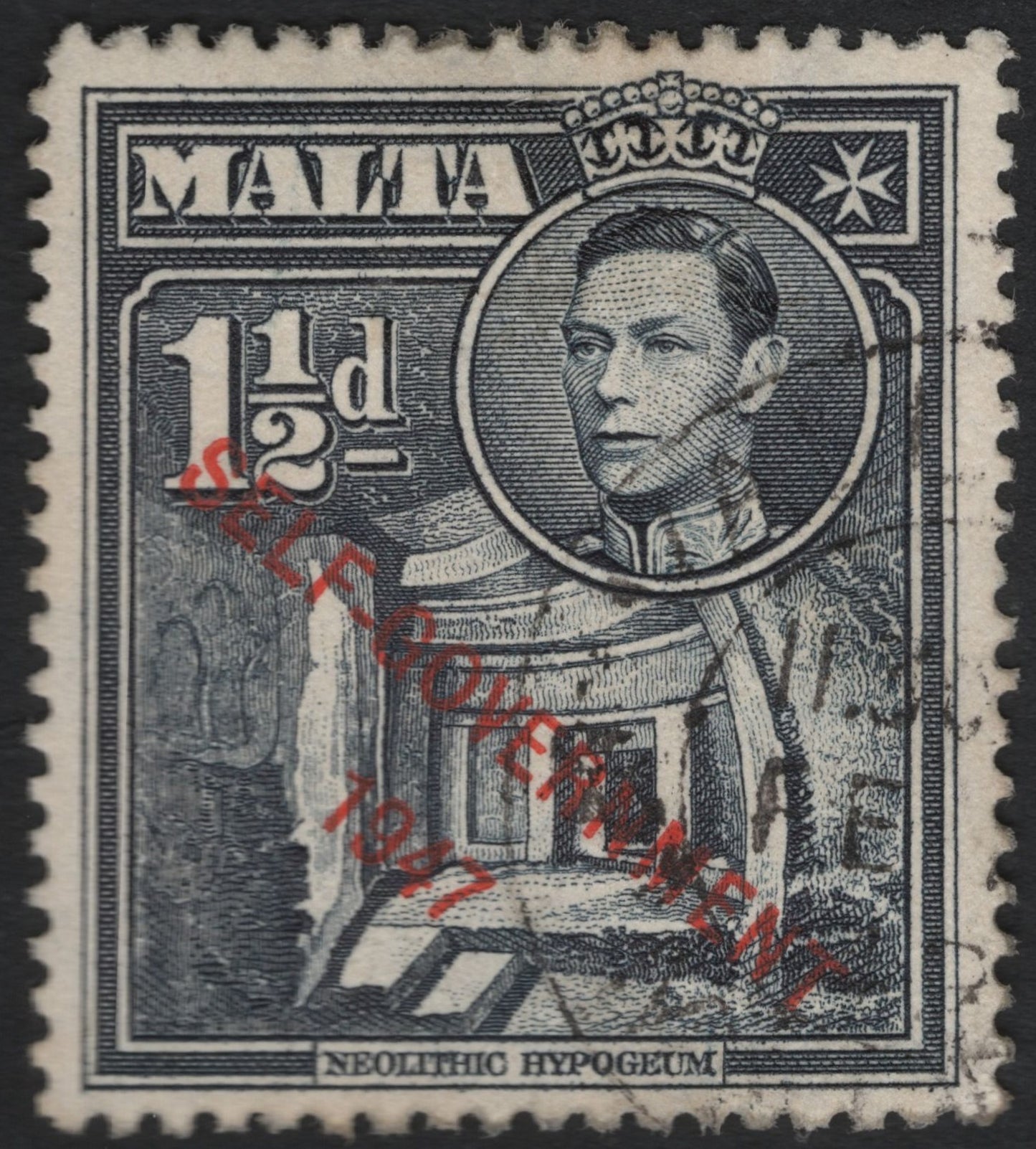 SCG8981 - Malta 1947 “Self-Government” Overprint – Neolithic Hypogeum (King George VI)