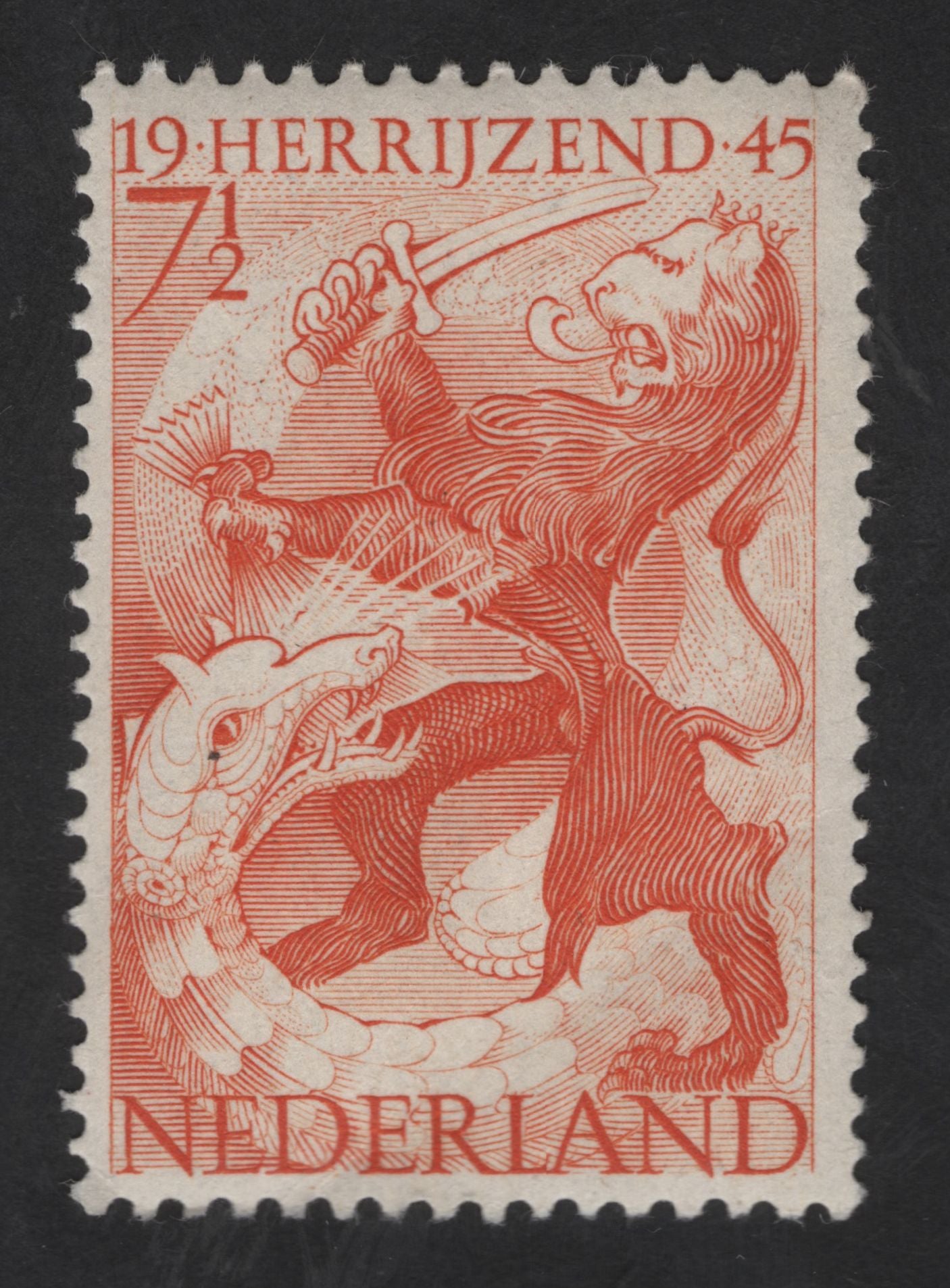 SCG13736 - Netherlands 7½ + 19 Cent “Herrerijzend Nederland” (Rising Netherlands) – St. George and the Dragon