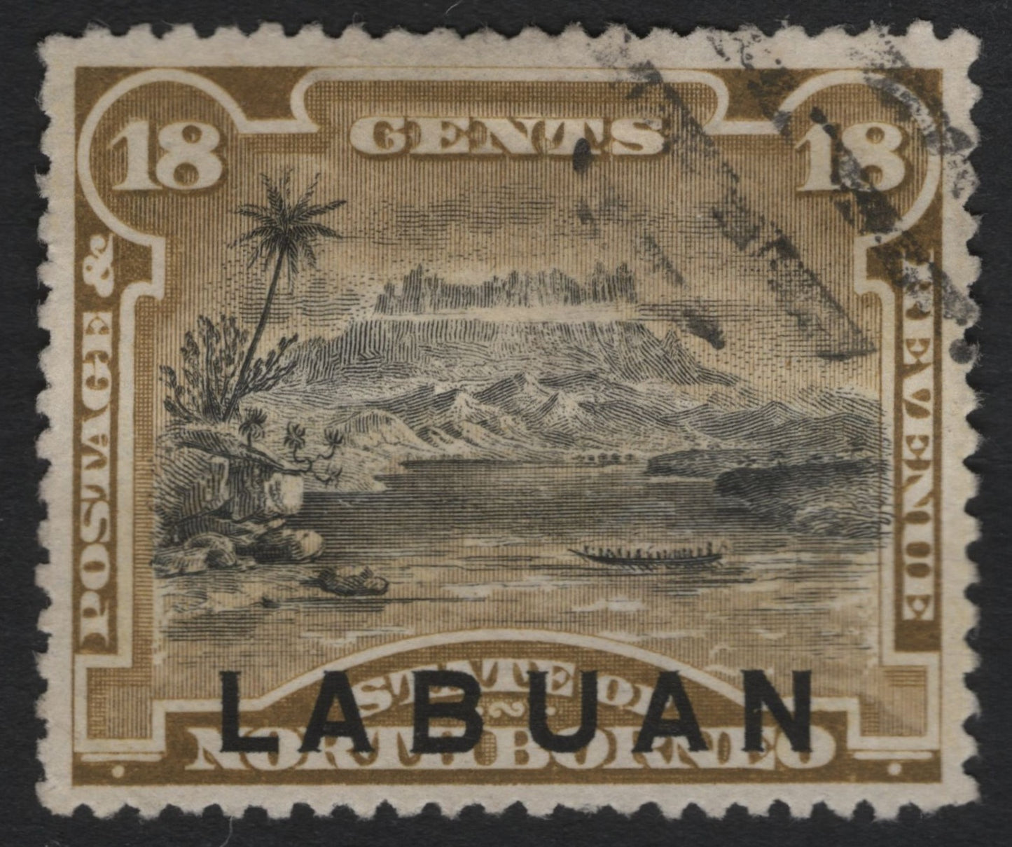 SCG9018 - Labuan 18 Cents Overprint – Mount Kinabalu View (British North Borneo Issue)