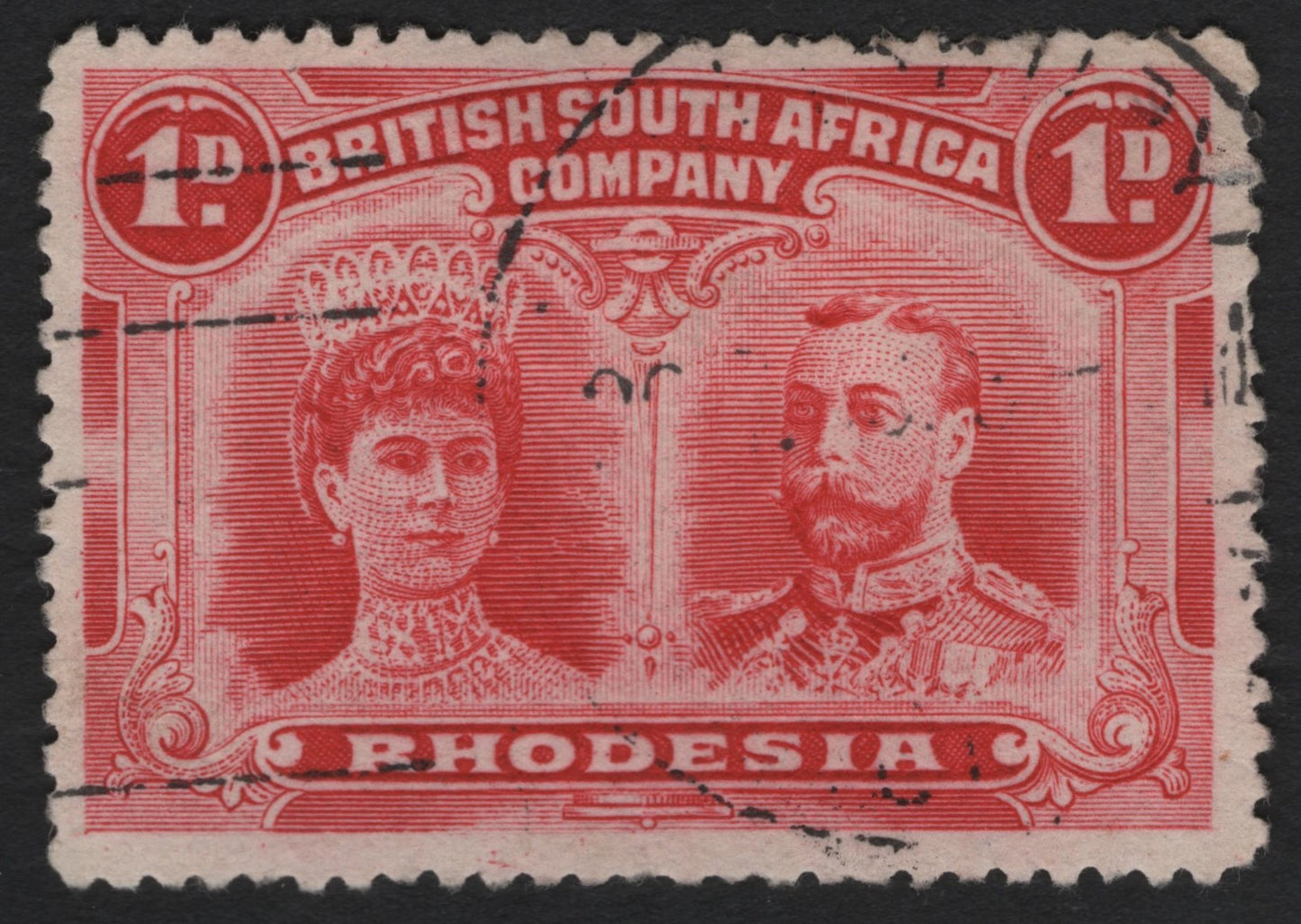 SCG9039 - Rhodesia 1d Red – British South Africa Company (King George V & Queen Mary)
