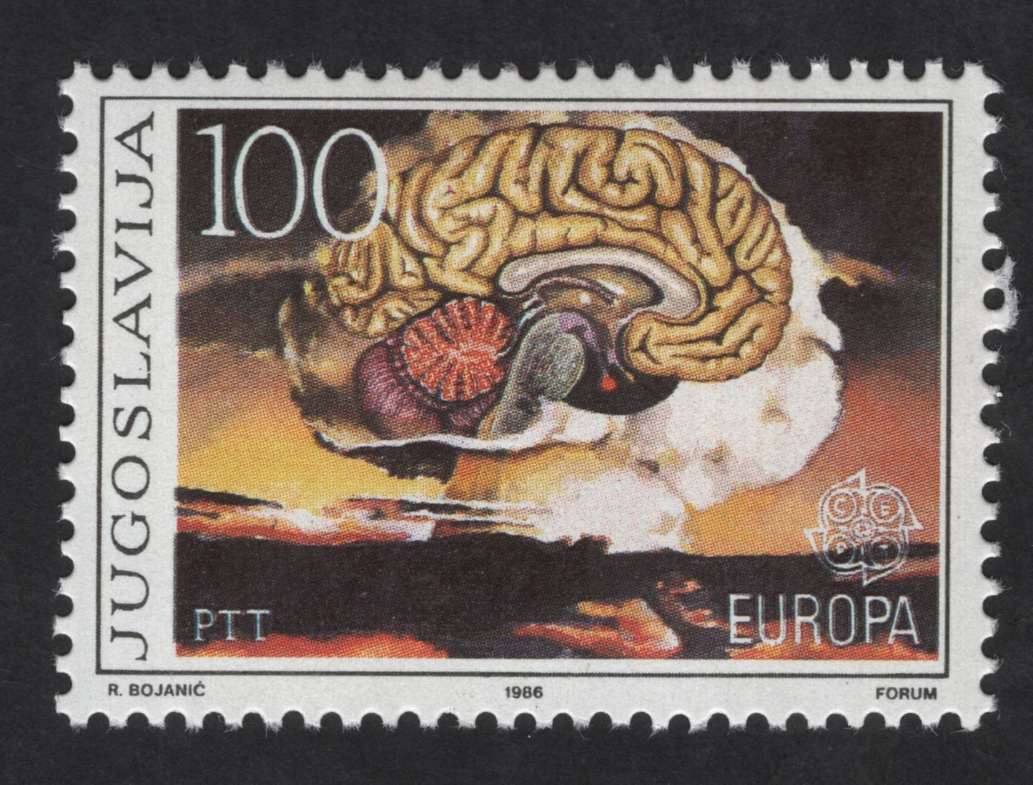 SCG13746 - Yugoslavia 1986 – Europa CEPT “Communication & the Human Mind” 100 Dinara Stamp