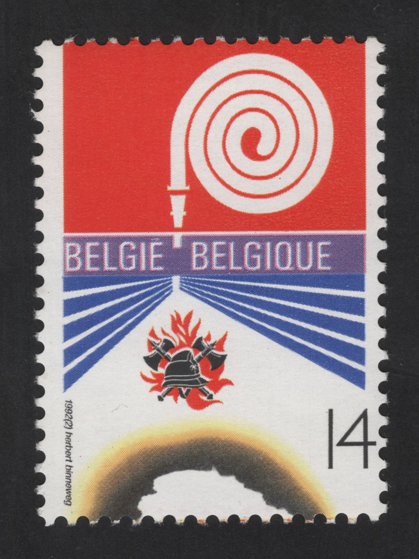 SCG13641 - Belgium 14 Francs Fire Safety Symbol Stamp
