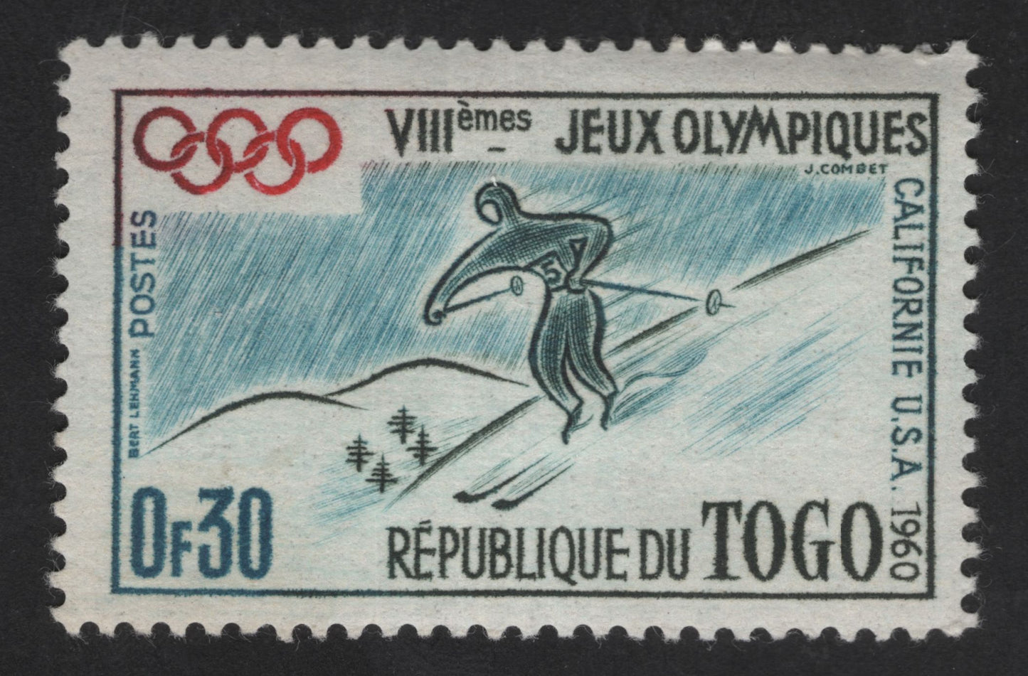 SCG13628 - Togo 1960 – VIII Olympic Games California USA (Skier) 0f30 Stamp
