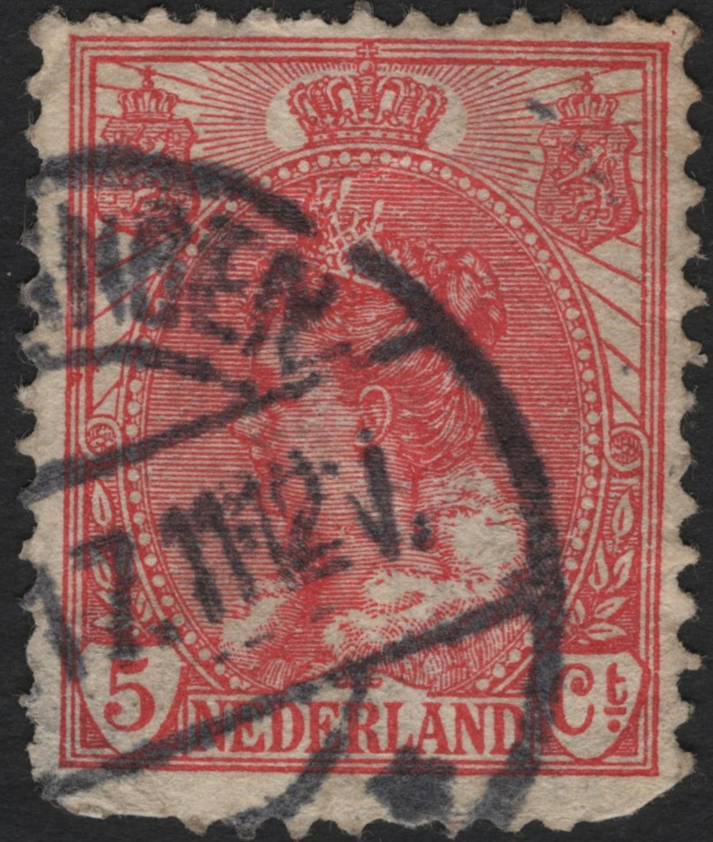SCG8840 - Netherlands 1899 – Queen Wilhelmina “Fur Collar” 5c Red