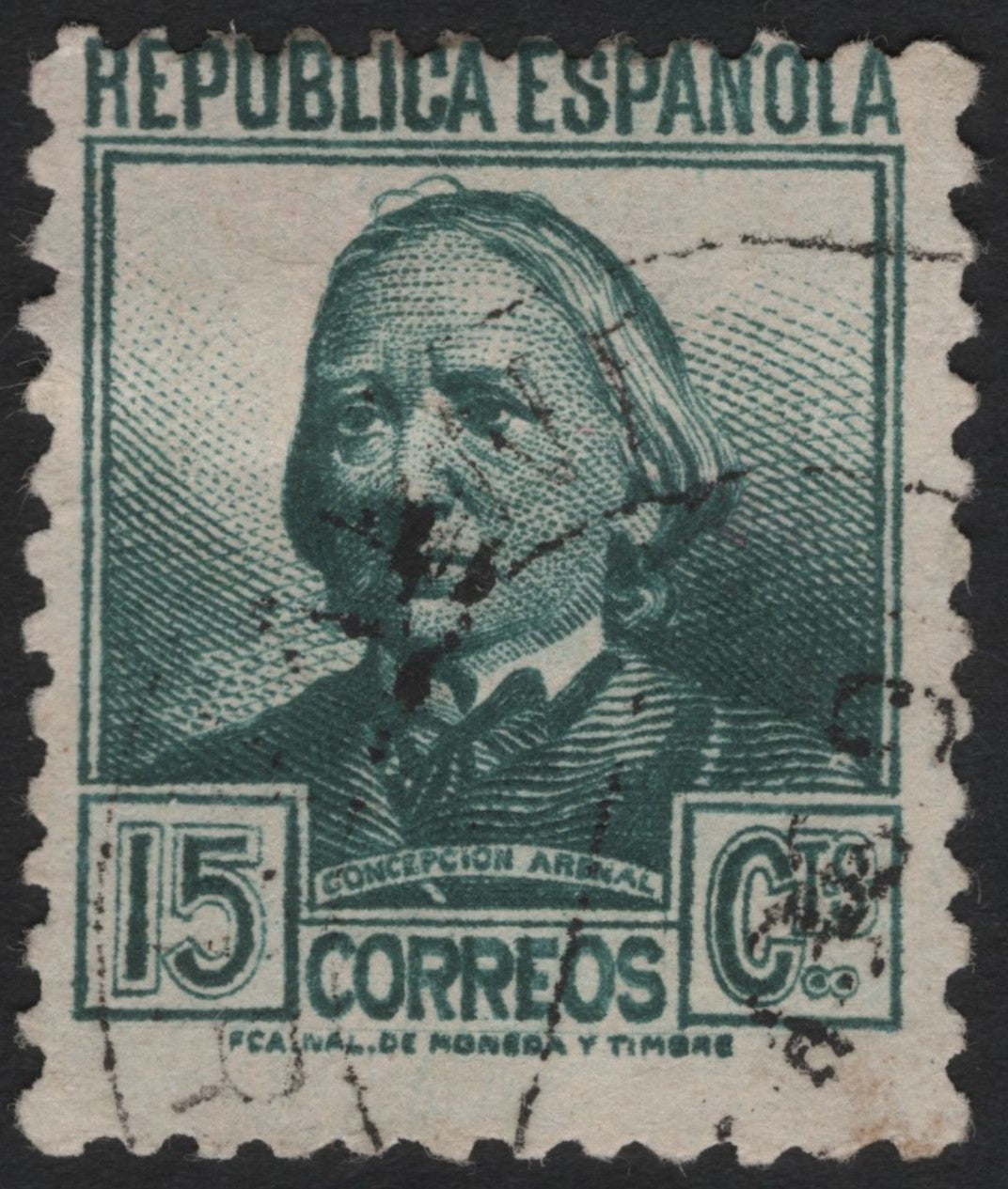 SCG8846 - Spain 1931 – Concepción Arenal 15 Céntimos Green (Spanish Republic Issue)