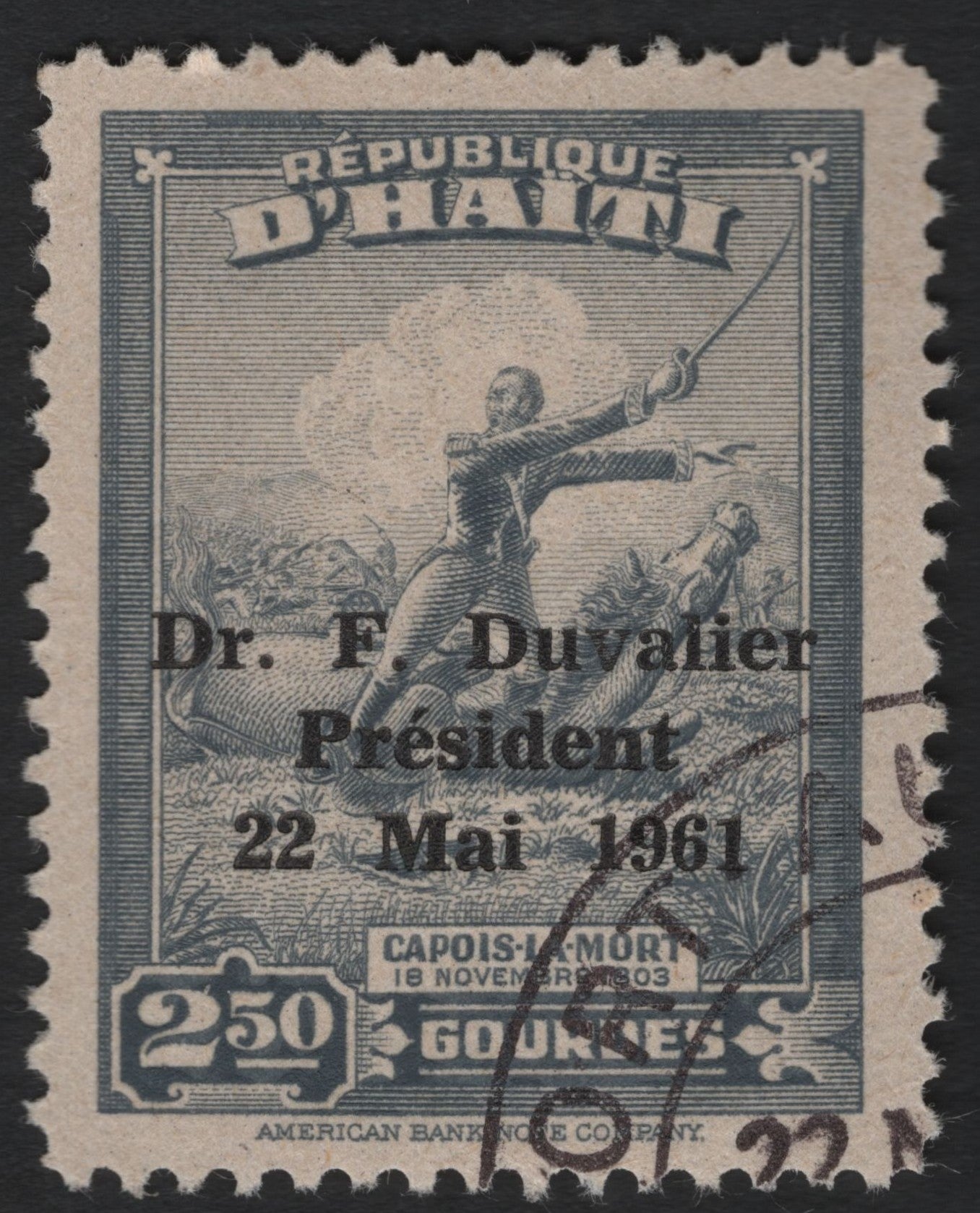 SCG8855 - Haiti 1961 Dr. François Duvalier Overprint on “Capois-La-Mort” – 2.50 Gourdes