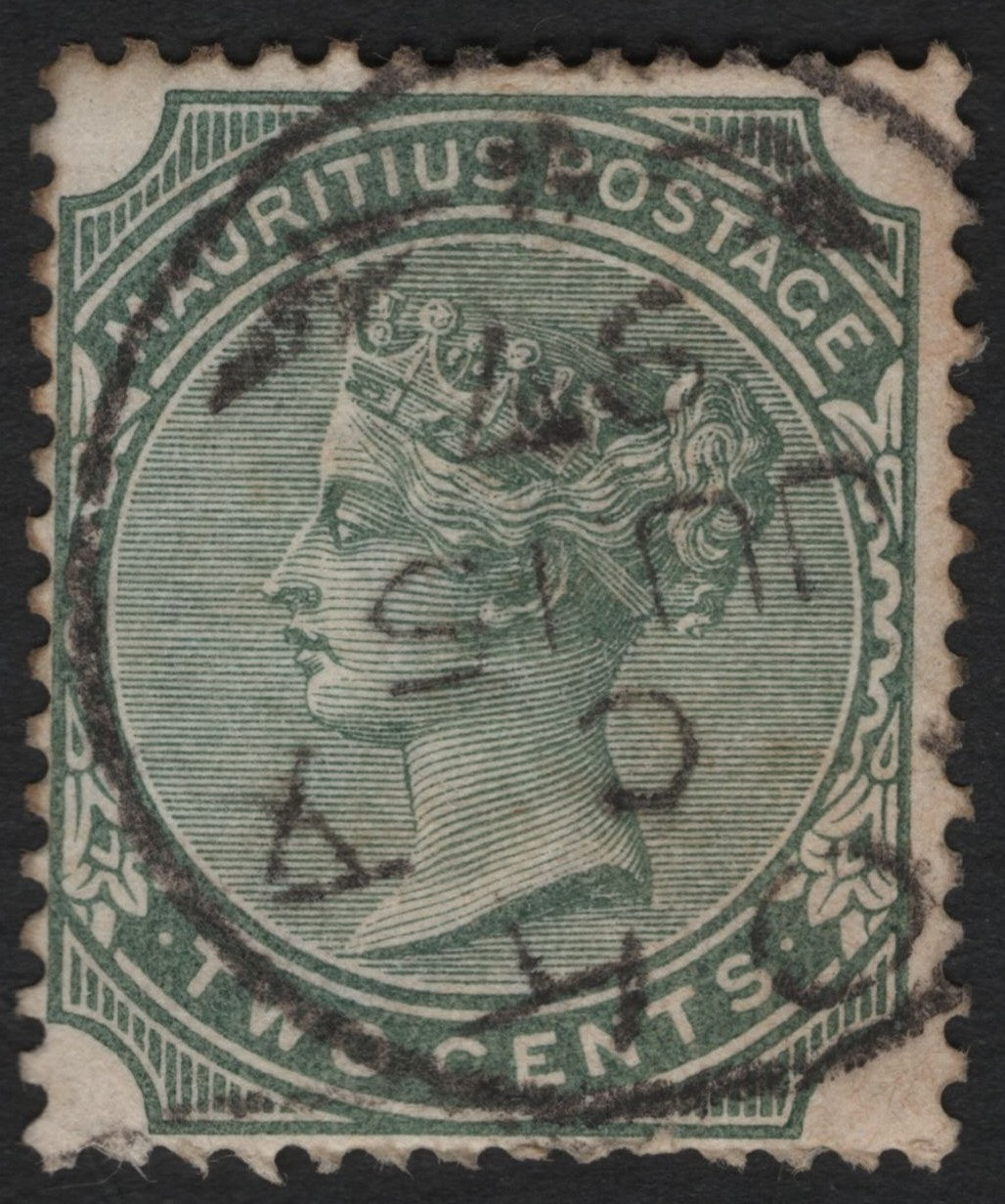 SCG8857 - Mauritius 2 Cents Green – Queen Victoria Side-Facing Portrait