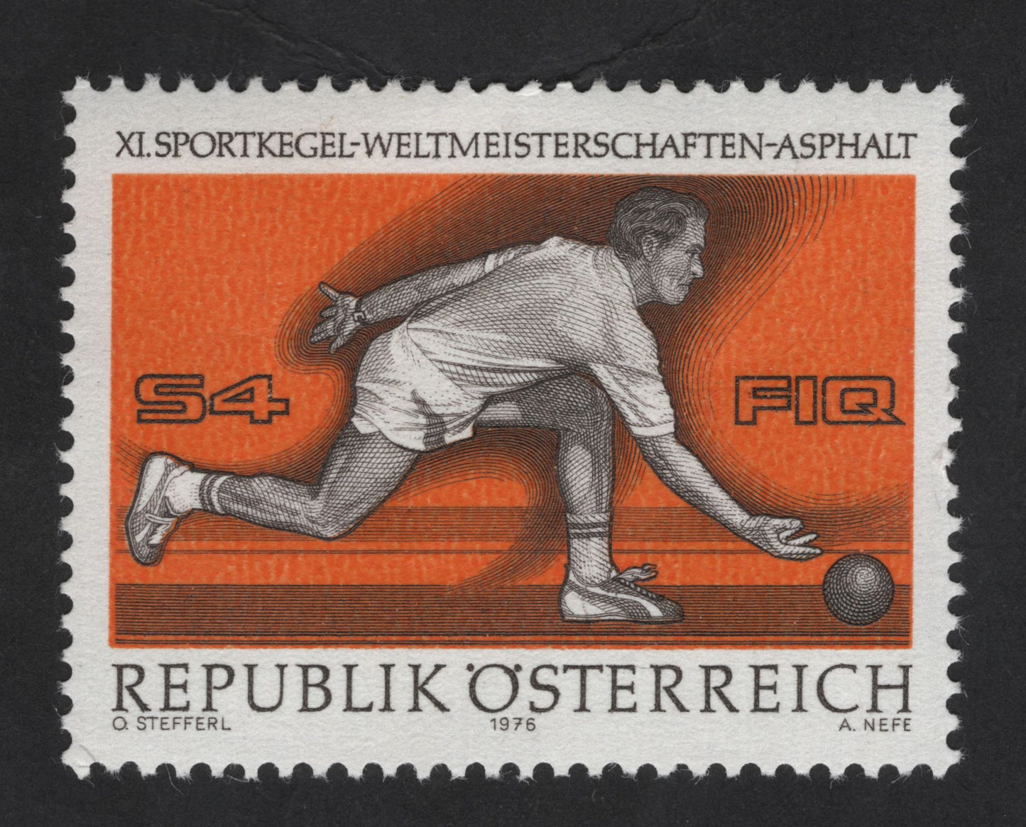 SCG13631 - Austria 1976 – Sportkegeln World Championships (Asphalt) S4 Stamp