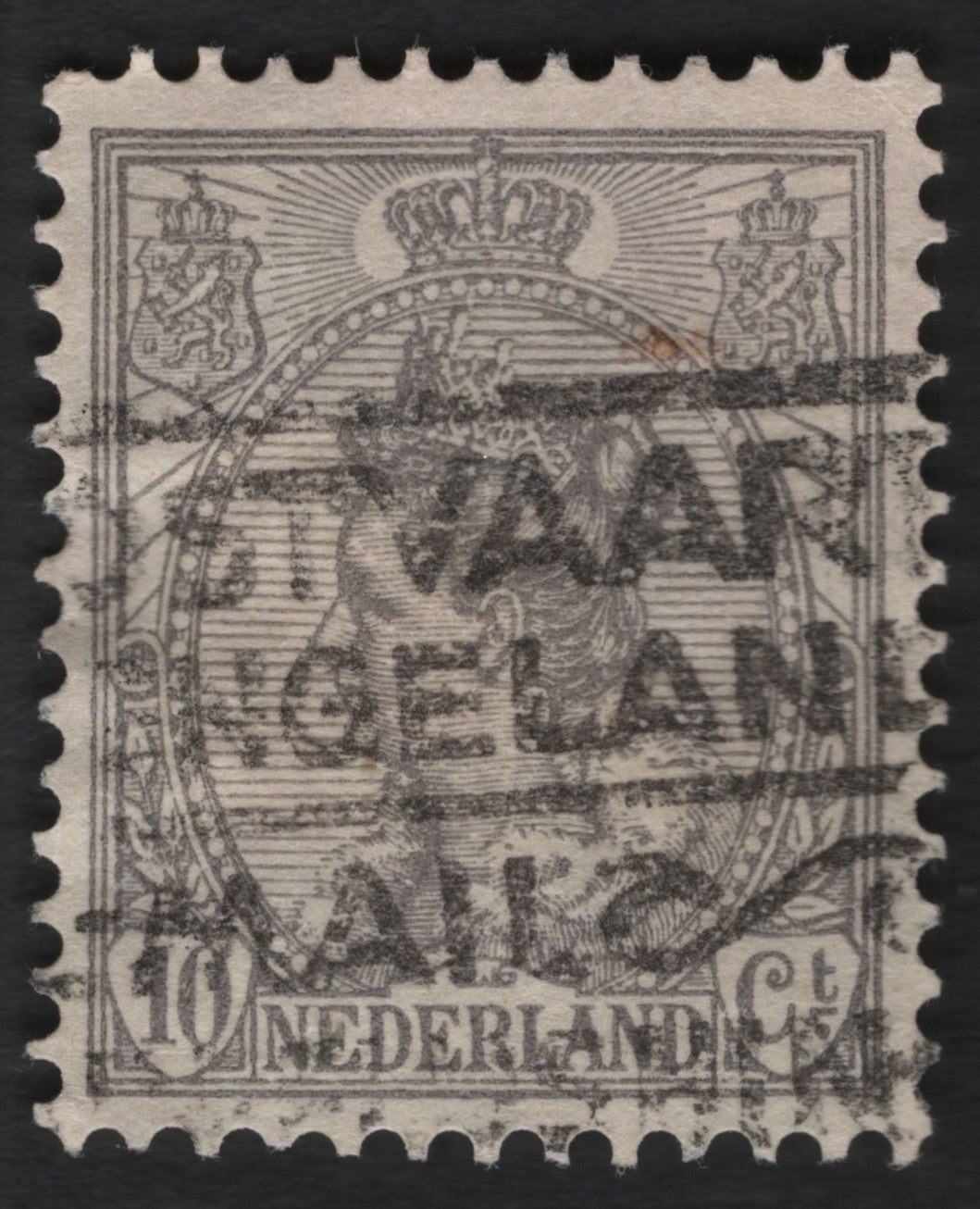 SCG8868 - Netherlands 1899 – Queen Wilhelmina “Fur Collar” 10 Cents (Grey-Black)