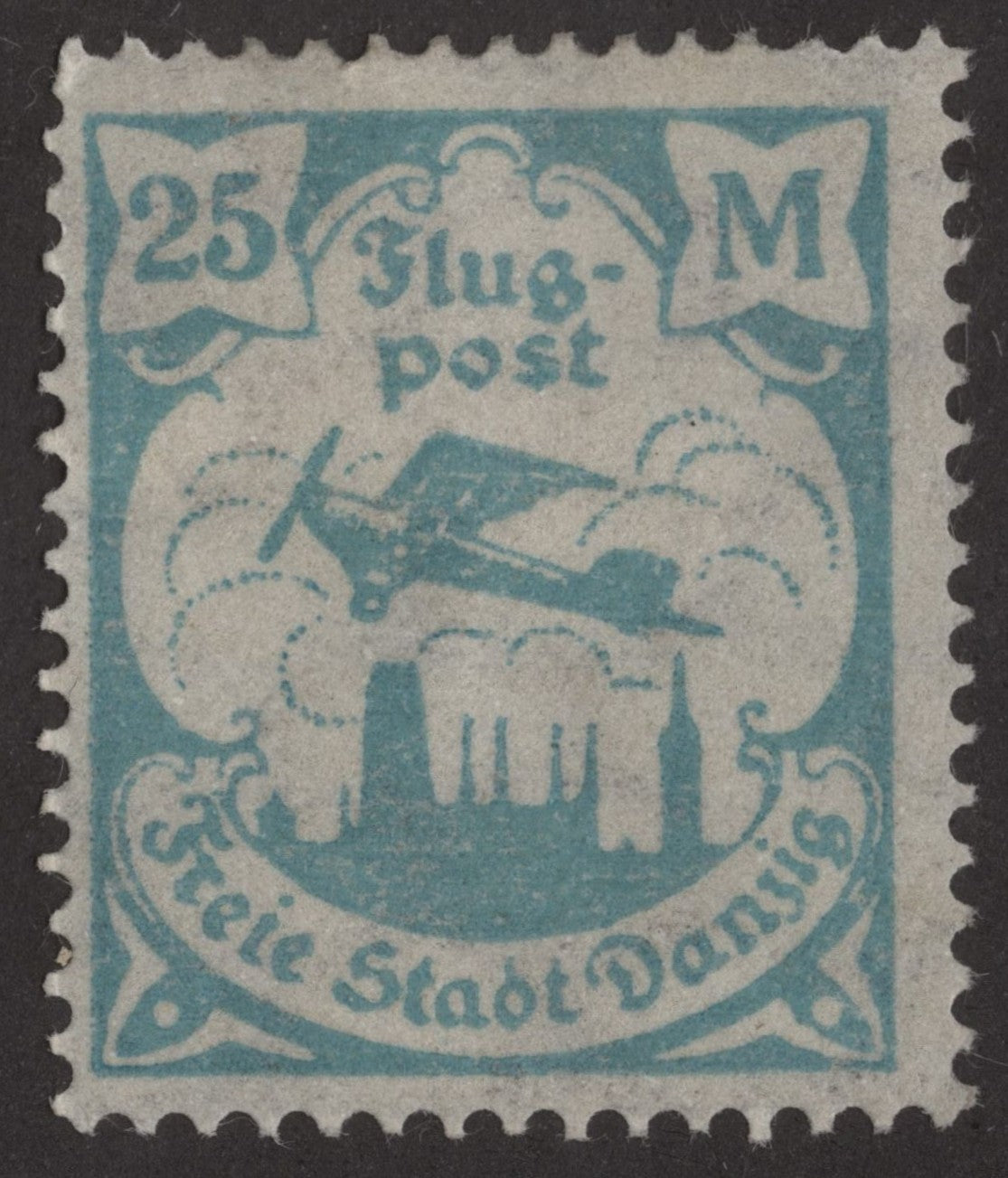 SCG250 Airmail Stamp from Free City of Danzig – 25M (MLH)