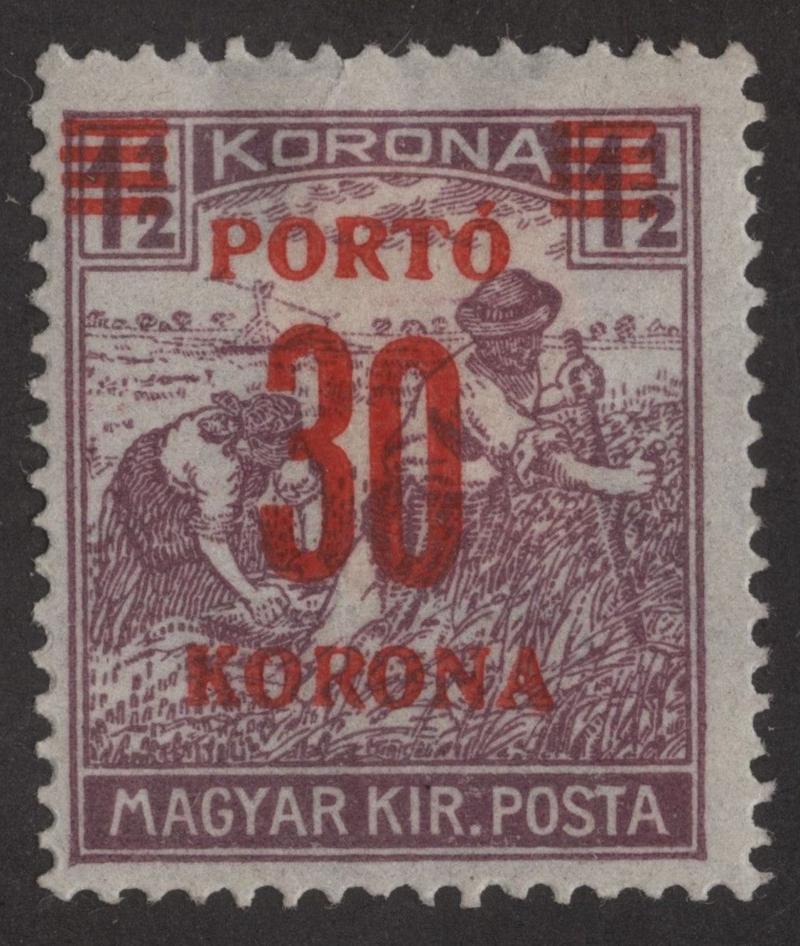 SCG201 Hungary Postage Due Stamp – Overprint 30 Korona (MLH)