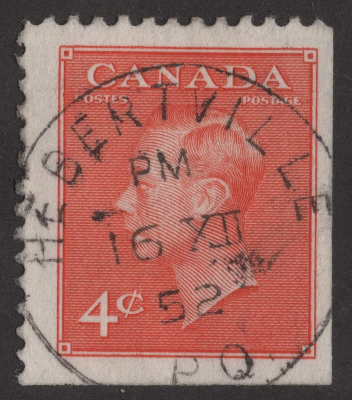 SCG207 Used Canada 4 Cents Stamp – King George VI Definitive