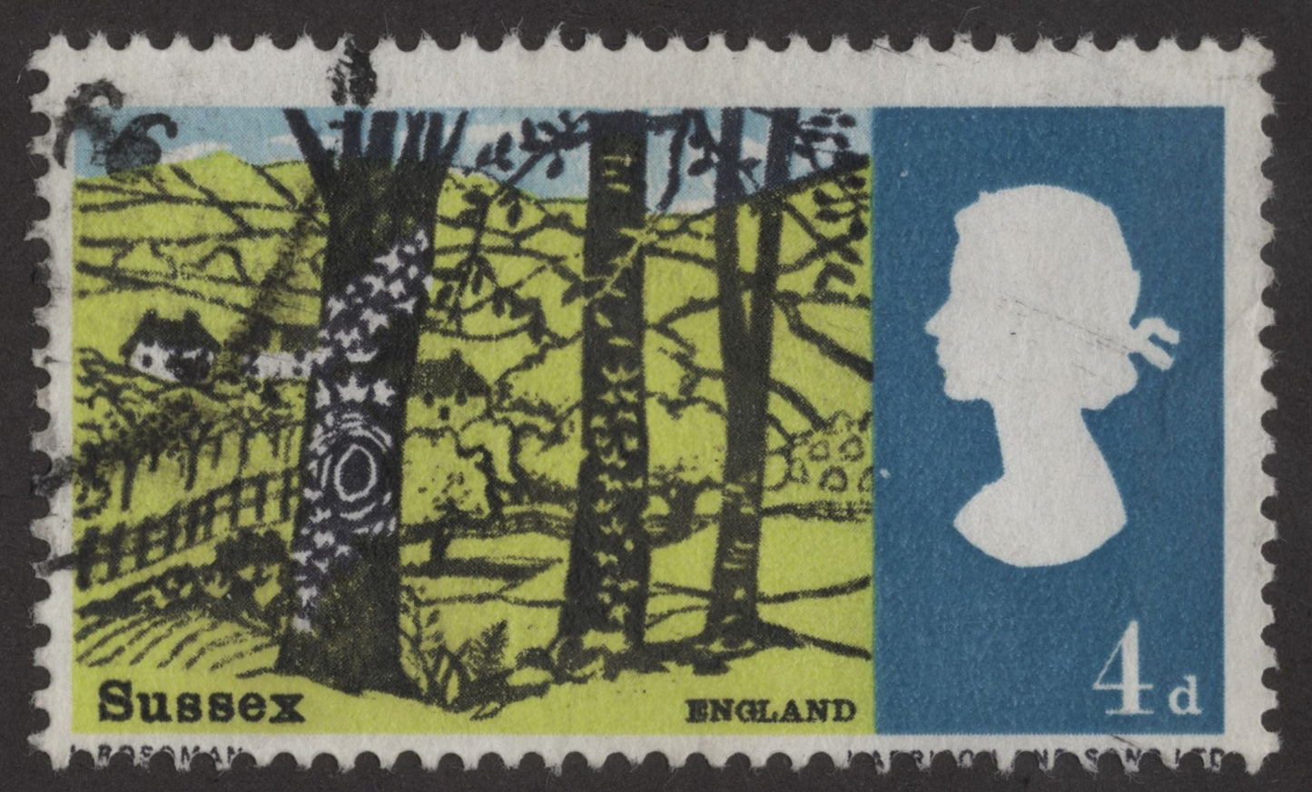 SCG247 Great Britain 4d Sussex Stamp – Queen Elizabeth II (Used)