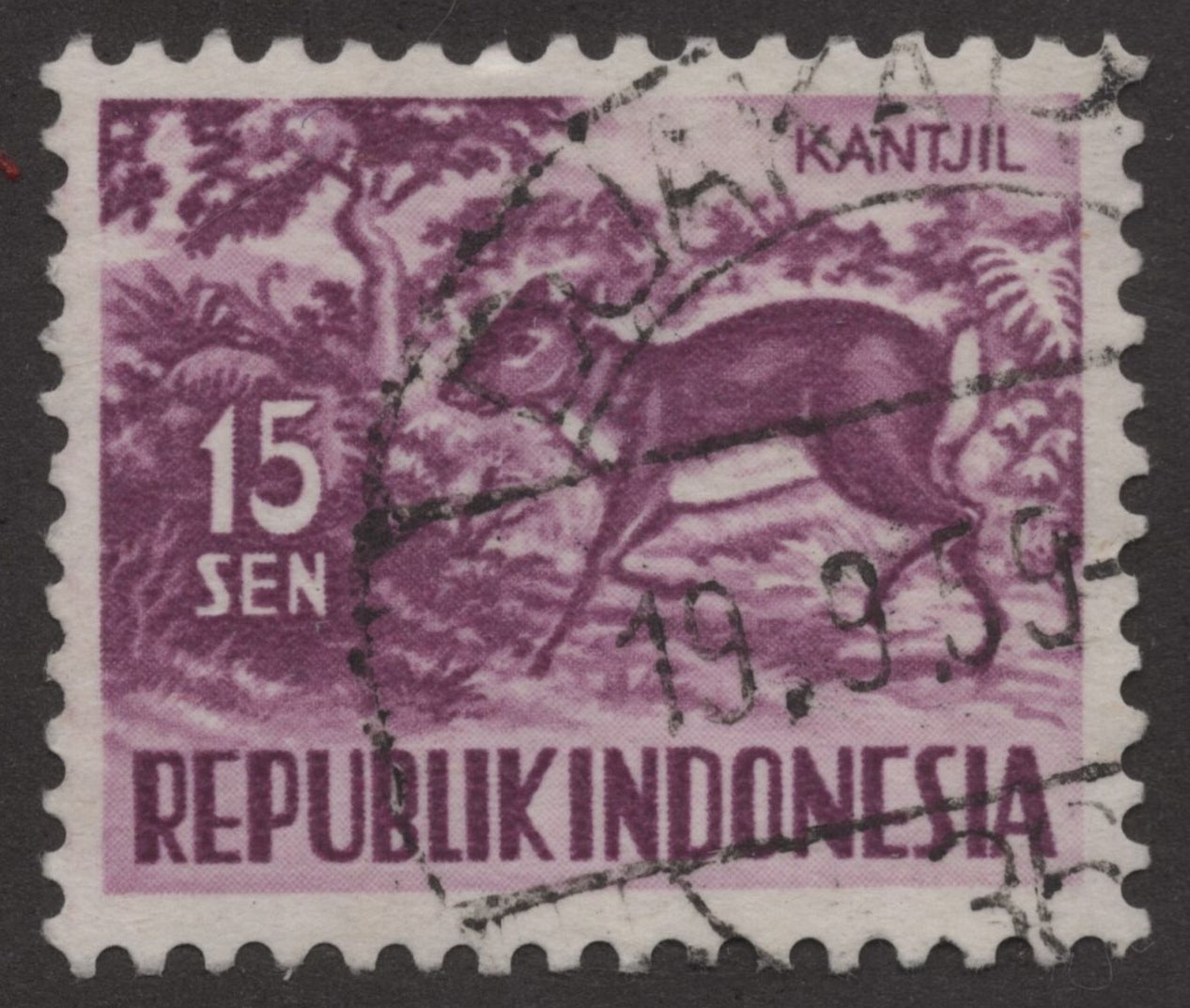 SCG198 Indonesia 15 Sen "Kantjil" Animal Stamp (1959) – Used