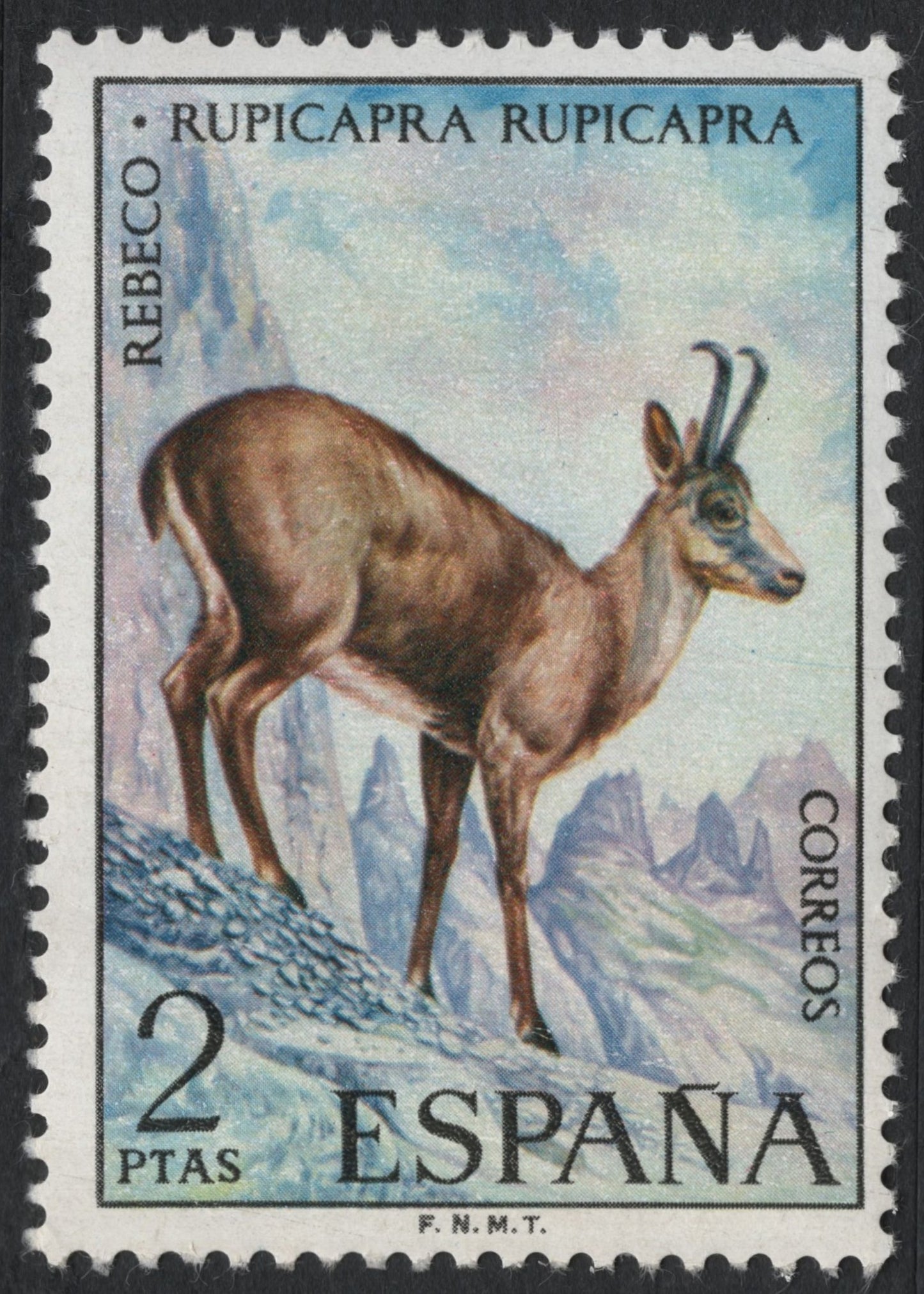 SCG7455 - Spain 2 Pesetas “Rebeco – Rupicapra rupicapra” (Chamois) Stamp
