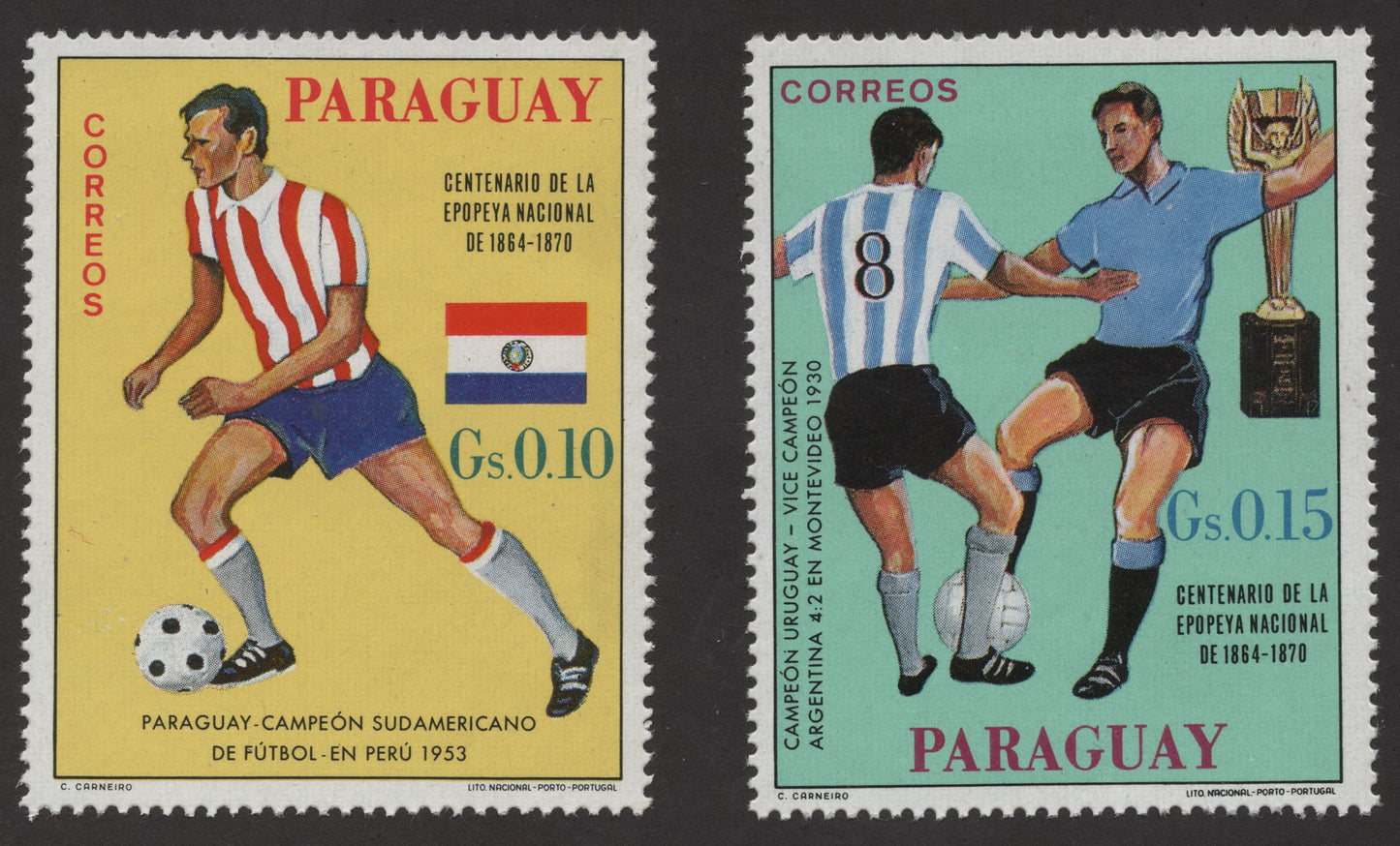 SCG167 Paraguay Football History Stamps – South American Champions & 1930 World Cup