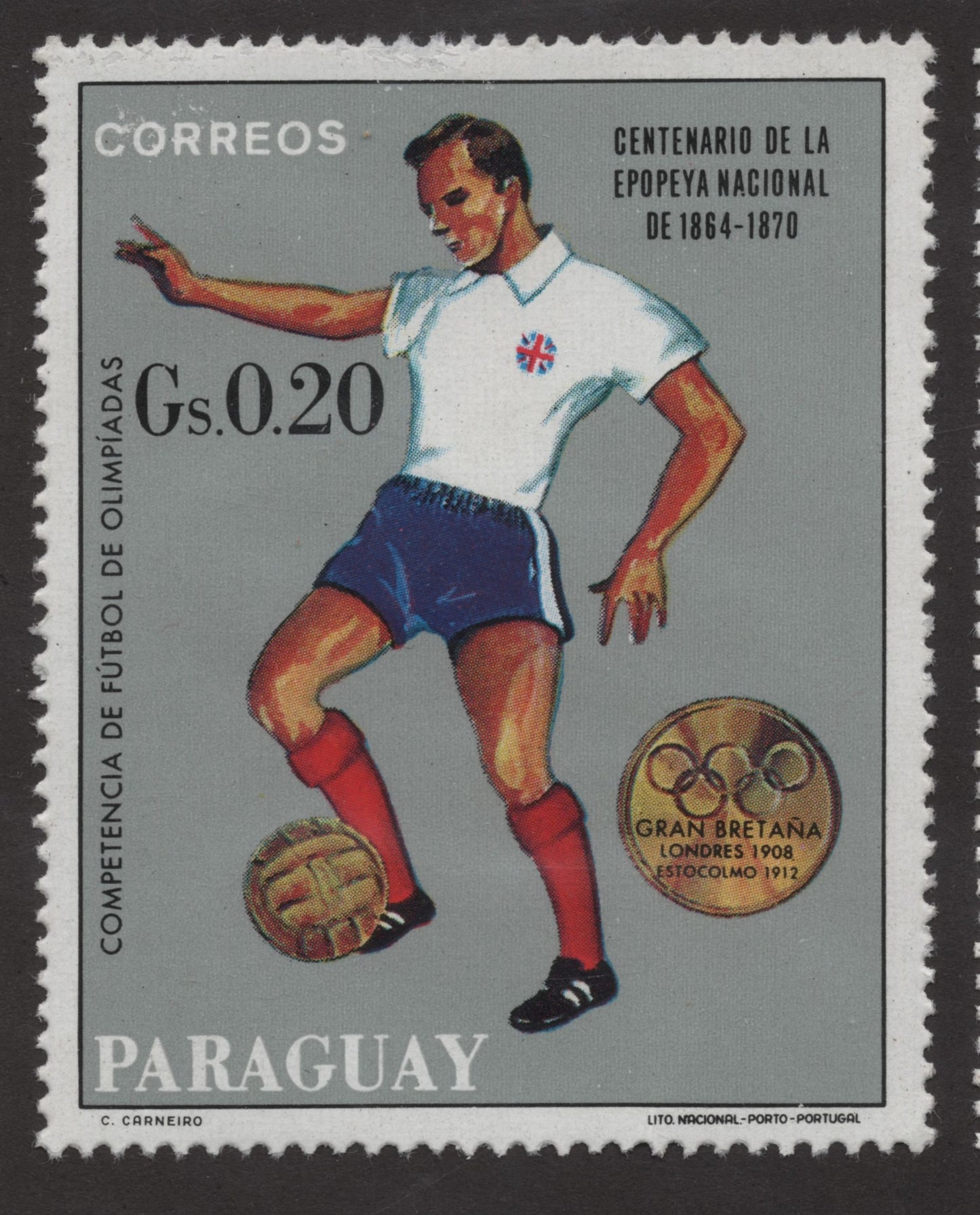 SCG169 Paraguay Olympic Football Commemorative Stamps – 1864–1870 National Epic Centenary