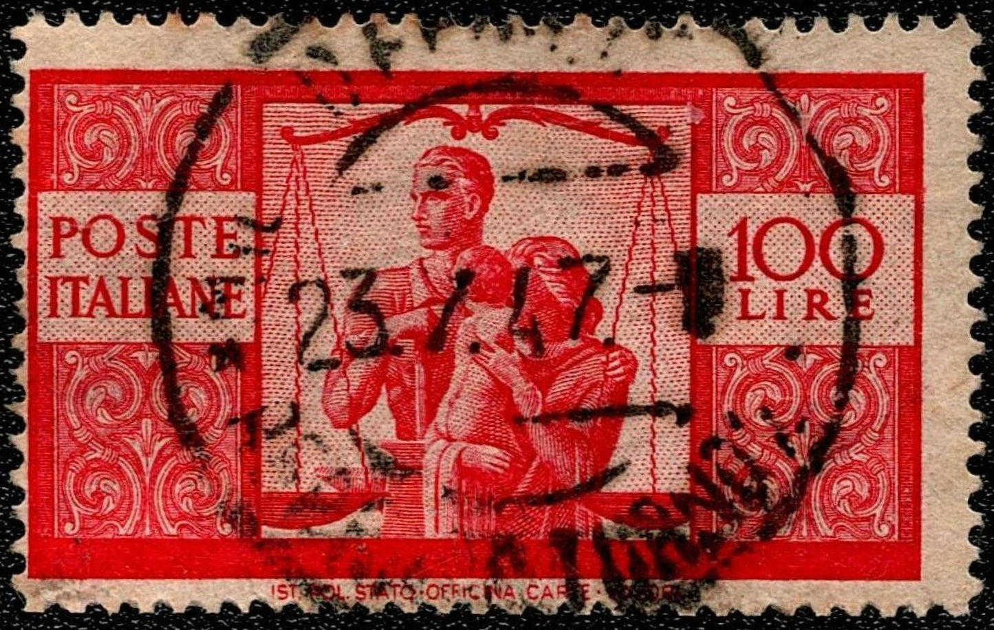 SCG708 - Italy 100 Lire Justice and Family Allegory Used