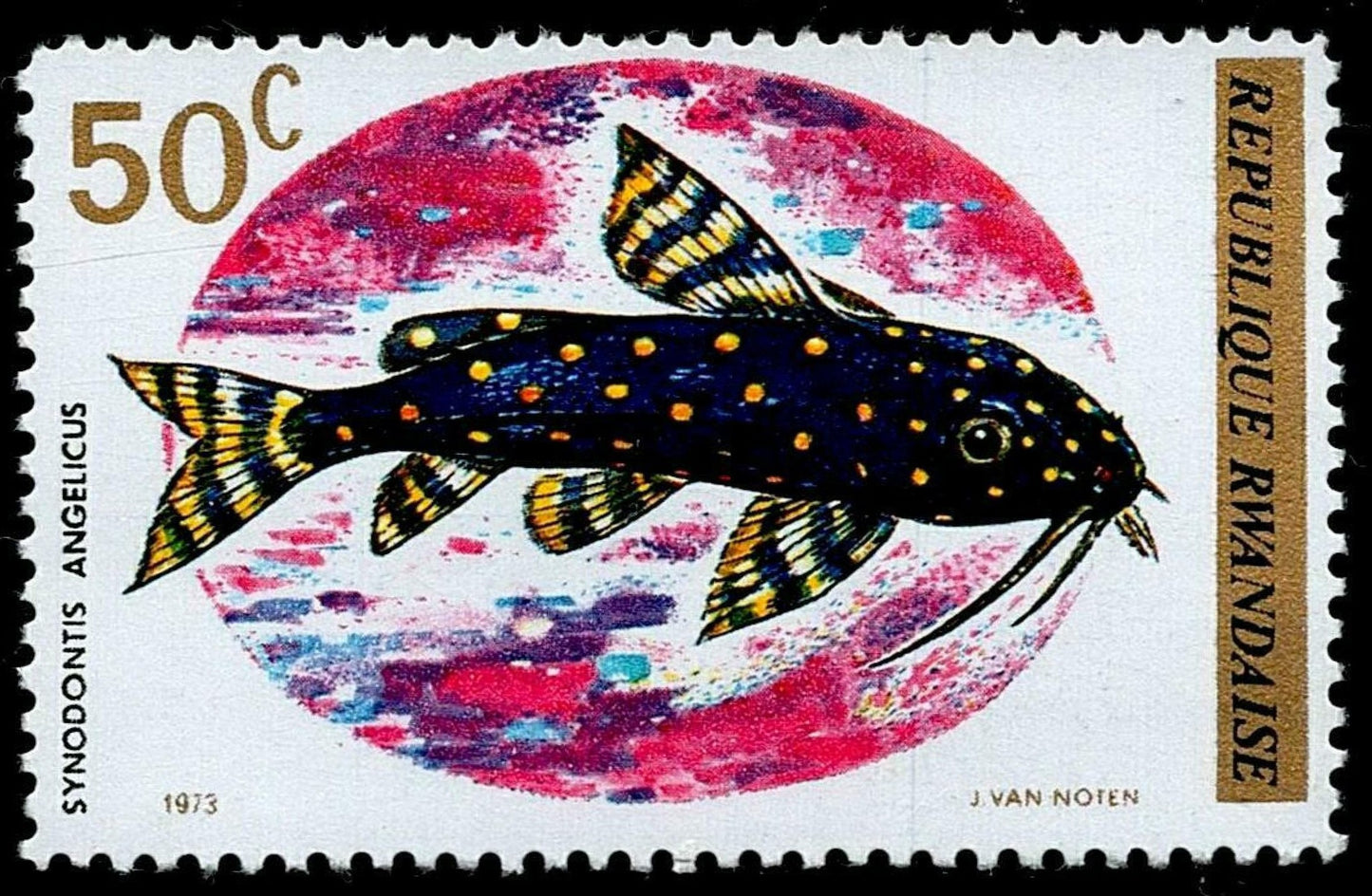 SCG1651 - Rwanda 1973 Synodontis Angelicus Fish Stamp – 50c