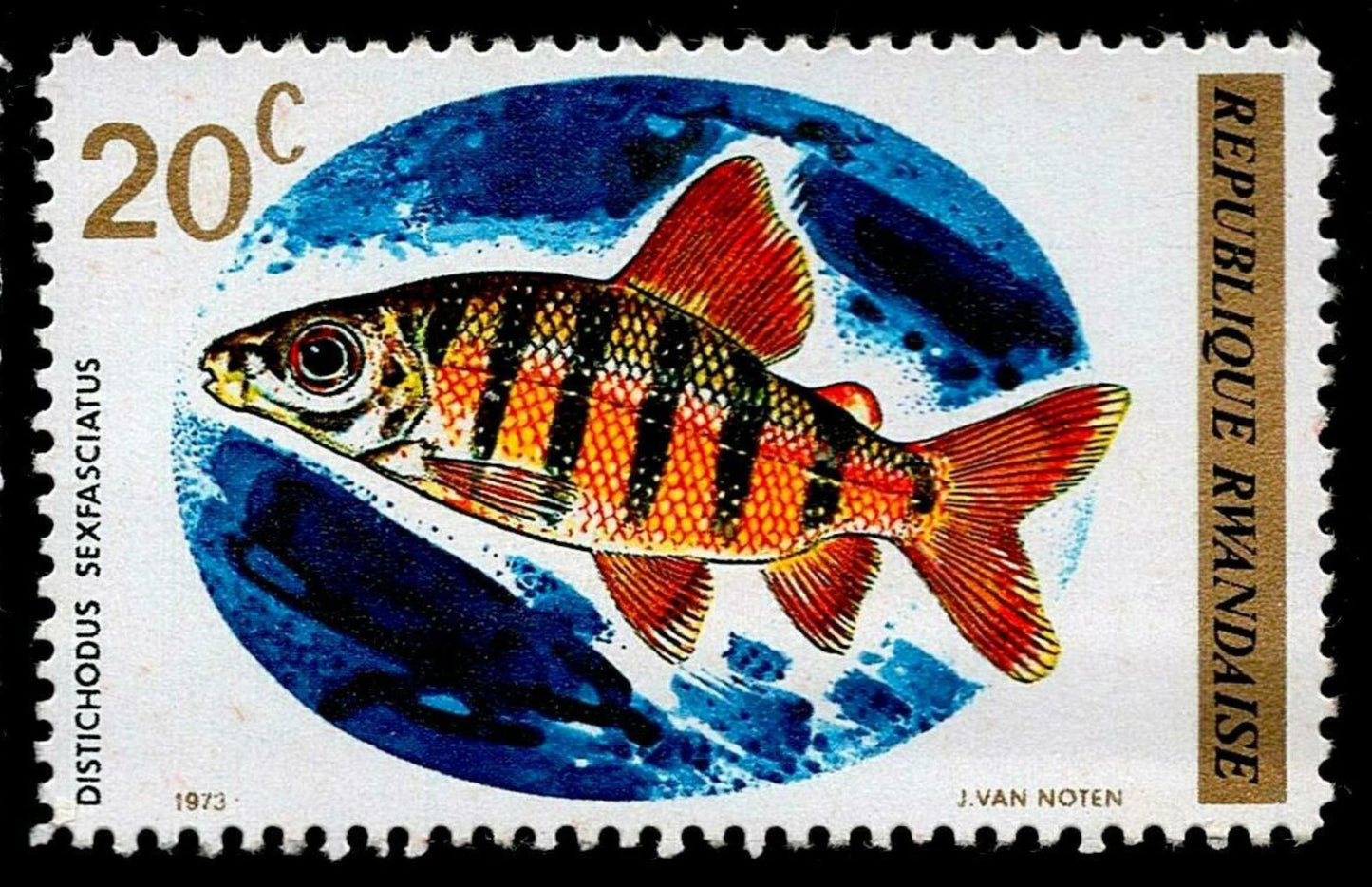 SCG1654 - Rwanda 1973 Fish Series – Tilapia and Distichodus Stamps