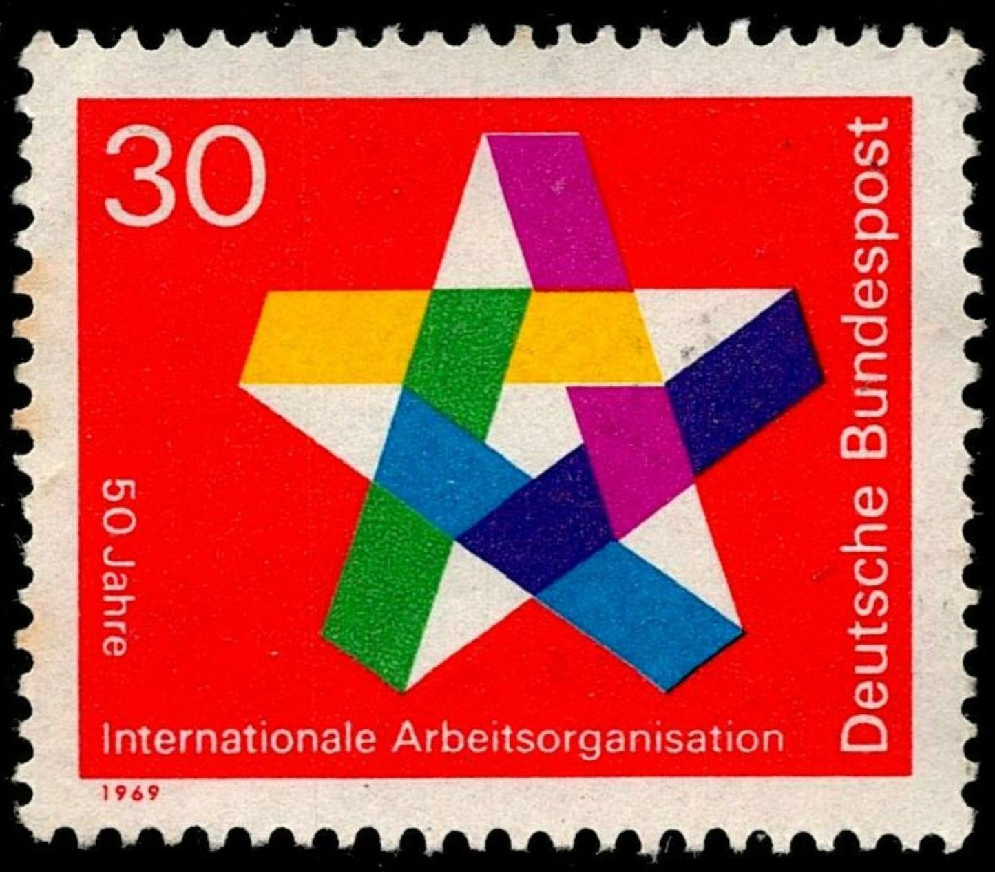 SCG1177 - 1969 Germany Stamp – 50 Years of International Labour Organization (ILO)
