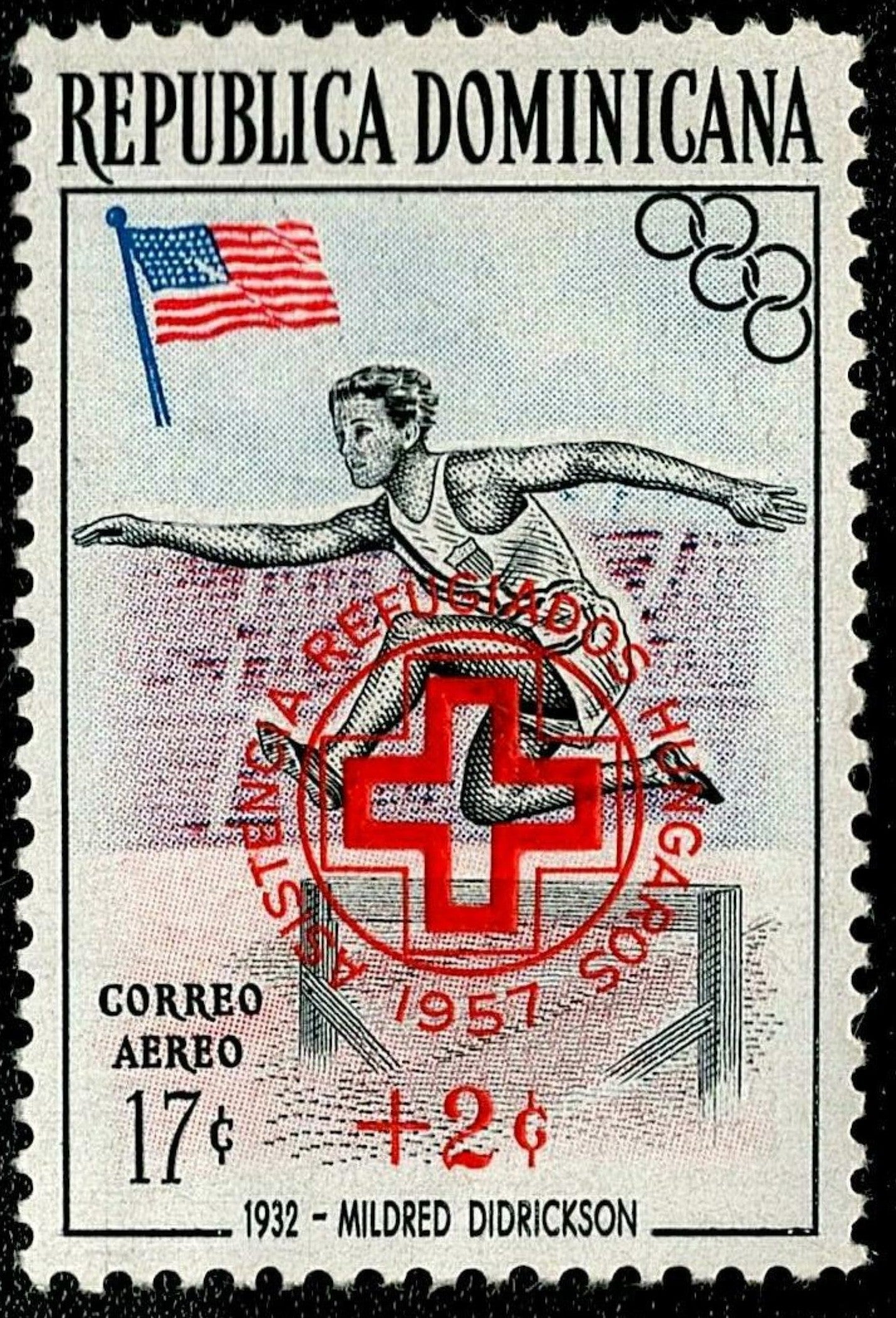 SCG1682 - Dominican Republic – Mildred Didrickson & Red Cross Overprint (1957)