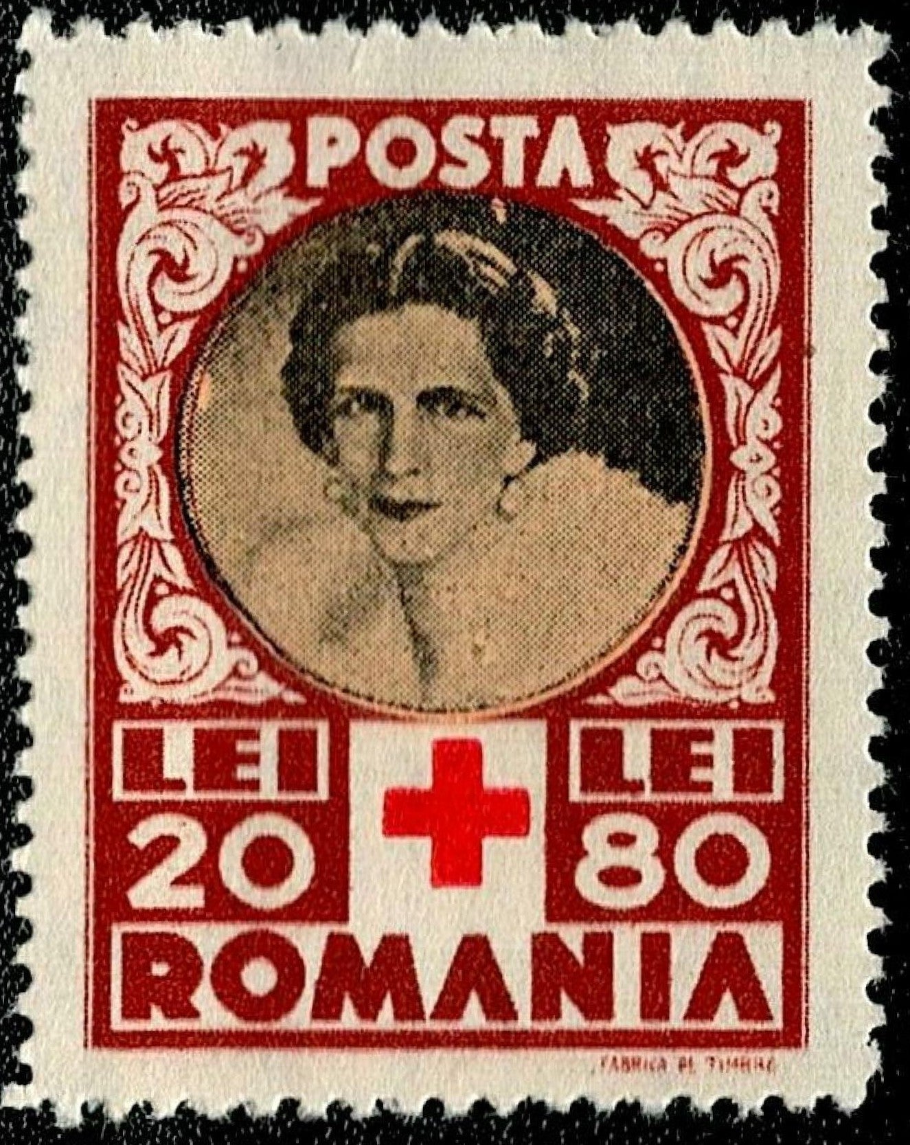 SCG1687 - Romania Red Cross Semi-Postal Stamp – Queen Marie Portrait