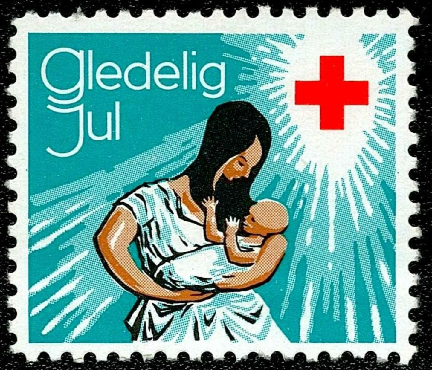 SCG1688 - Norway Red Cross Christmas Charity Label – Gledelig Jul