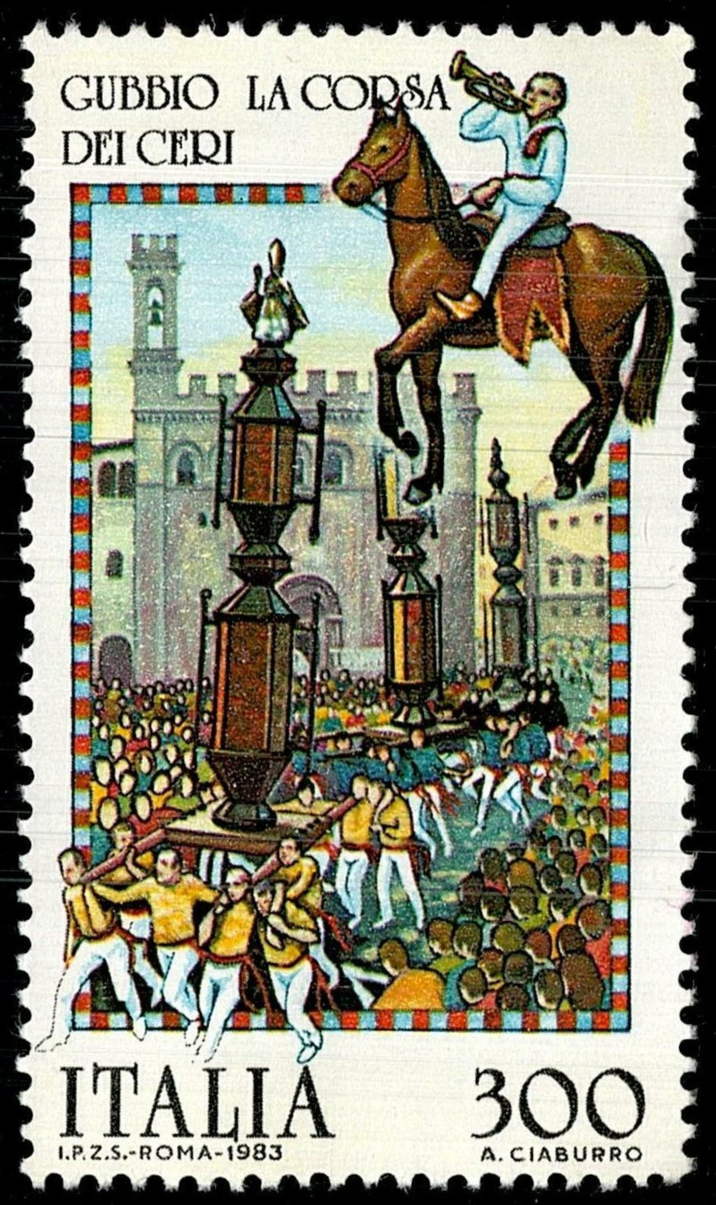 SCG813 - Italy 1983 Gubbio Candle Race Stamp