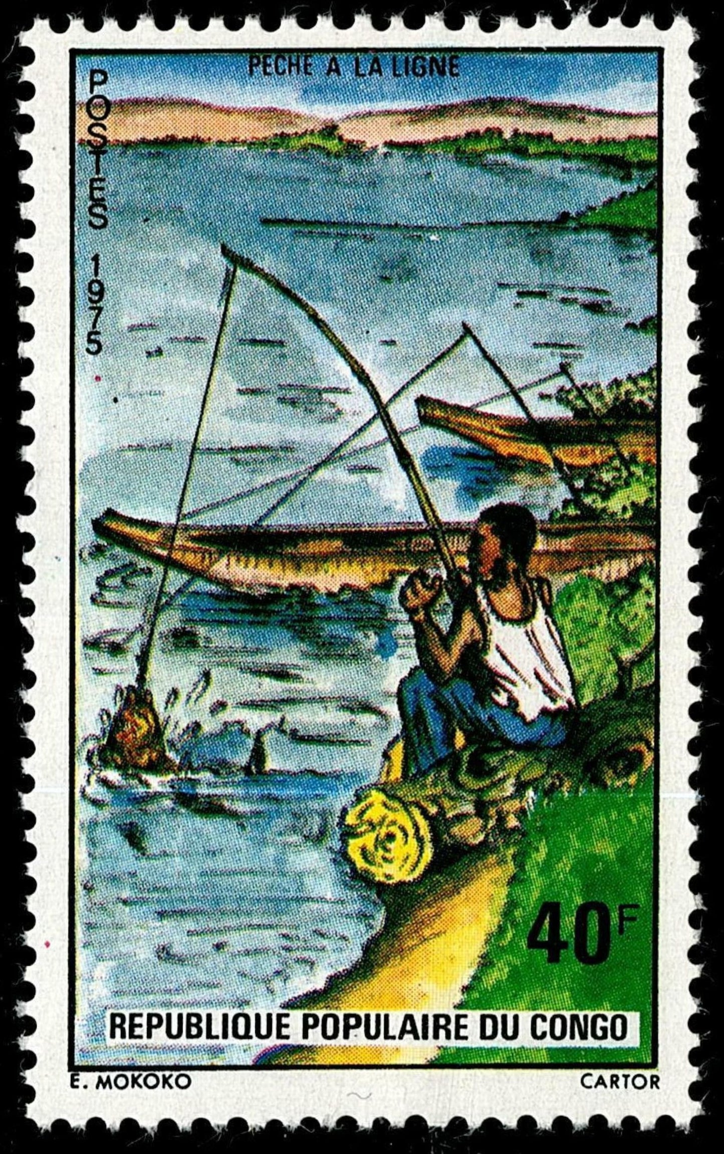 SCG815 - Congo 1975 Line Fishing Scene