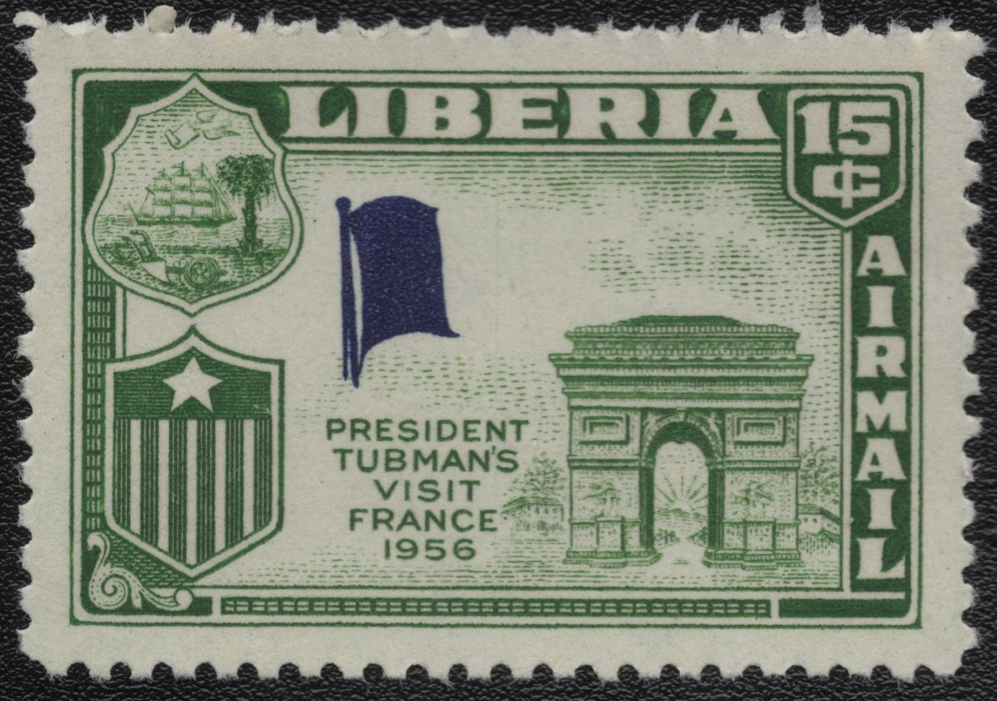 SCG957 - 1956 Liberia Airmail Error – President Tubman’s Visit to France