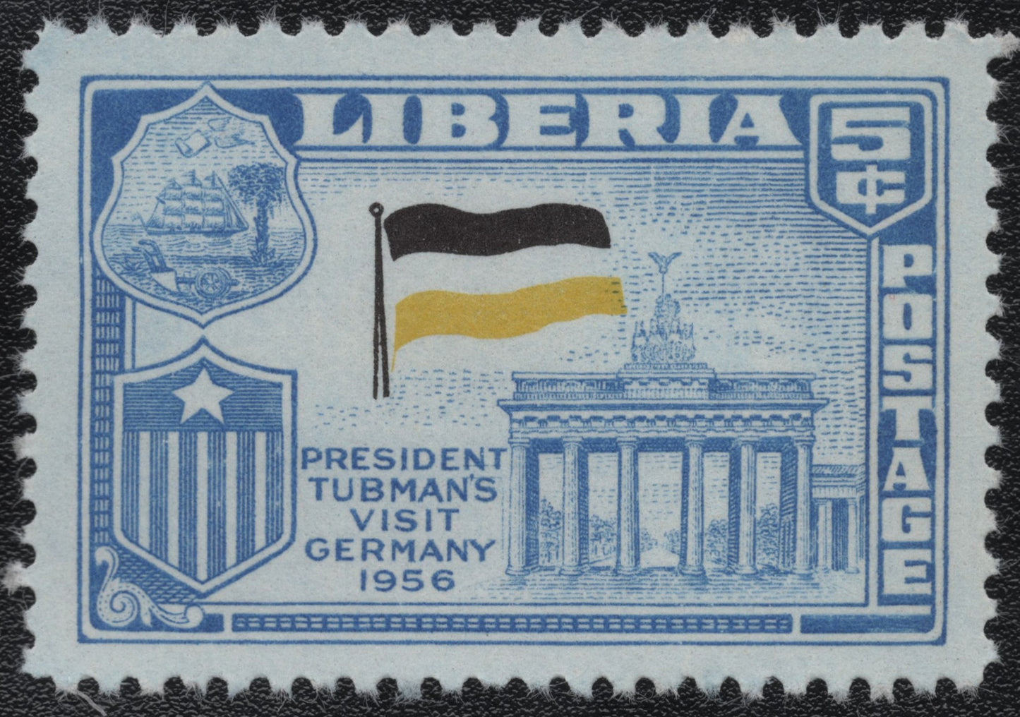 SCG959 - 1956 Liberia Error Stamp – Tubman’s Visit to Germany (Flag Misprint)