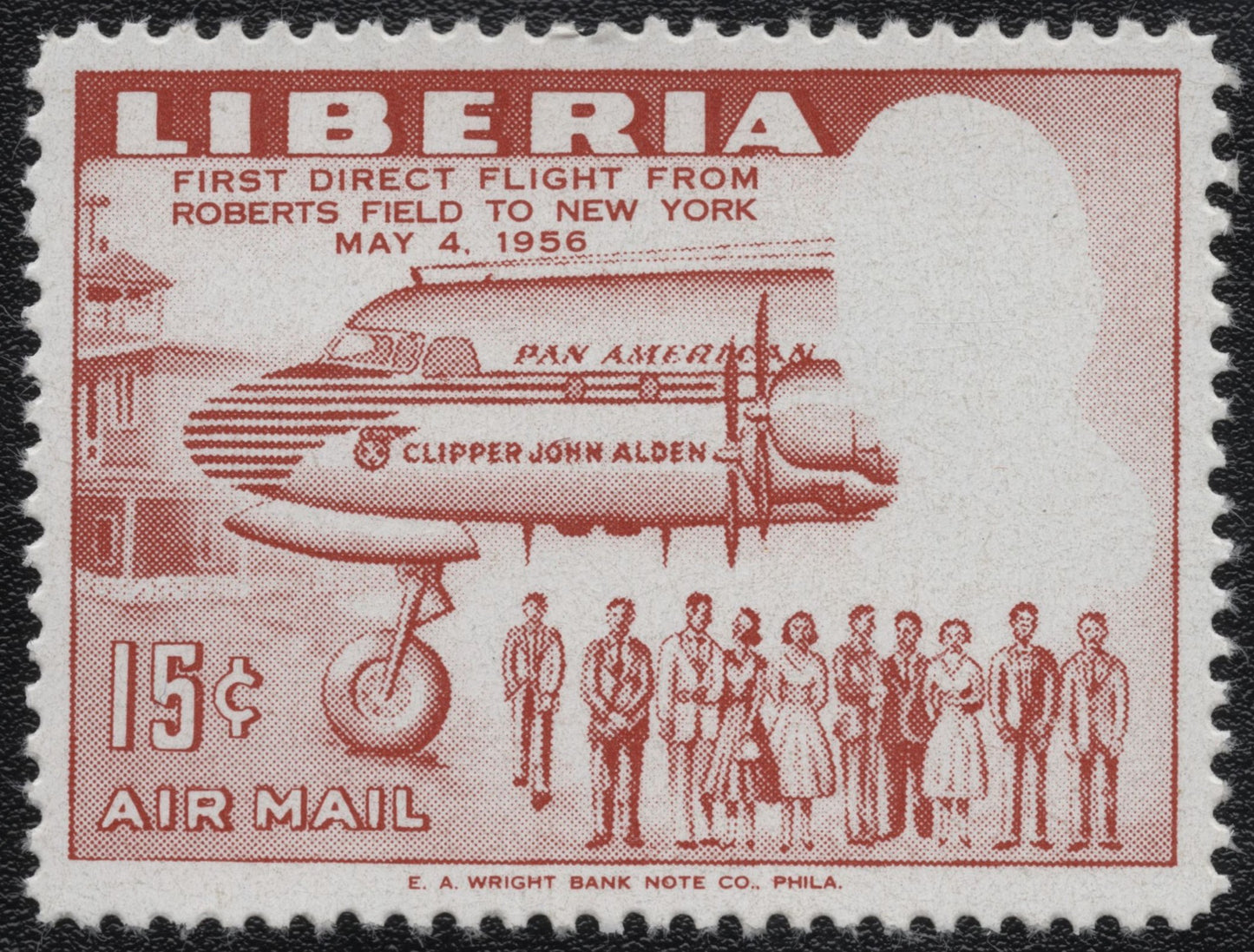 SCG953 - 1956 Liberia Airmail Error – Clipper John Alden with Omitted Portrait