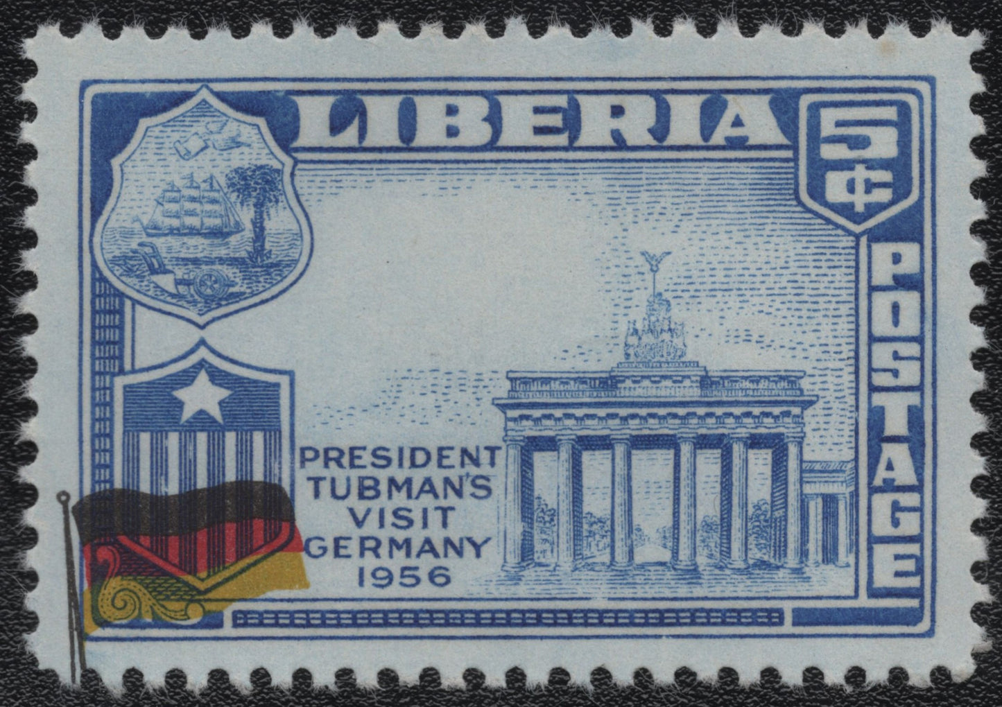 SCG955 - 1956 Liberia Error Stamp – President Tubman’s Visit to Germany