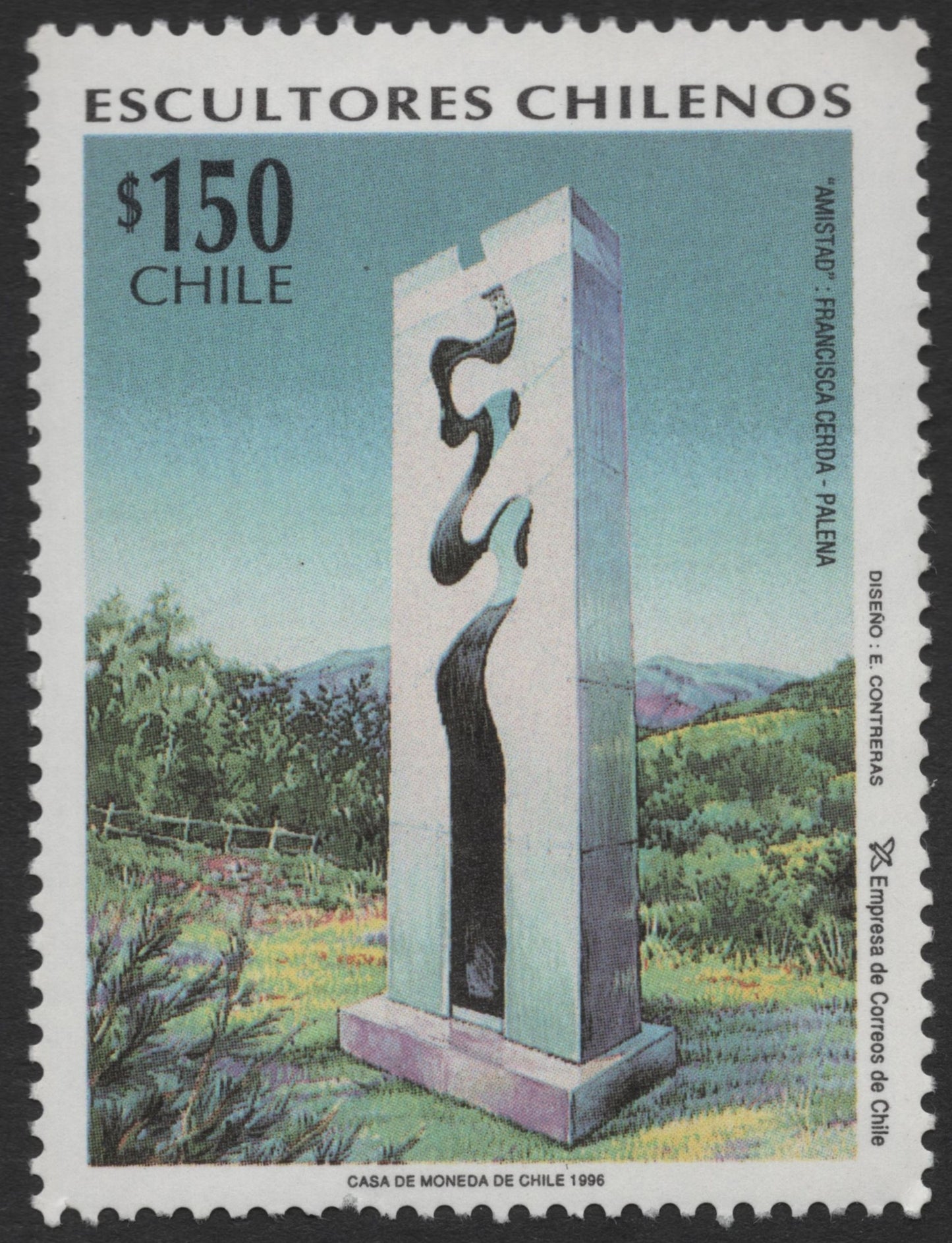 SCG828 - Chile 1996 – Chilean Sculptors: “Amistad” by Francisca Cerda