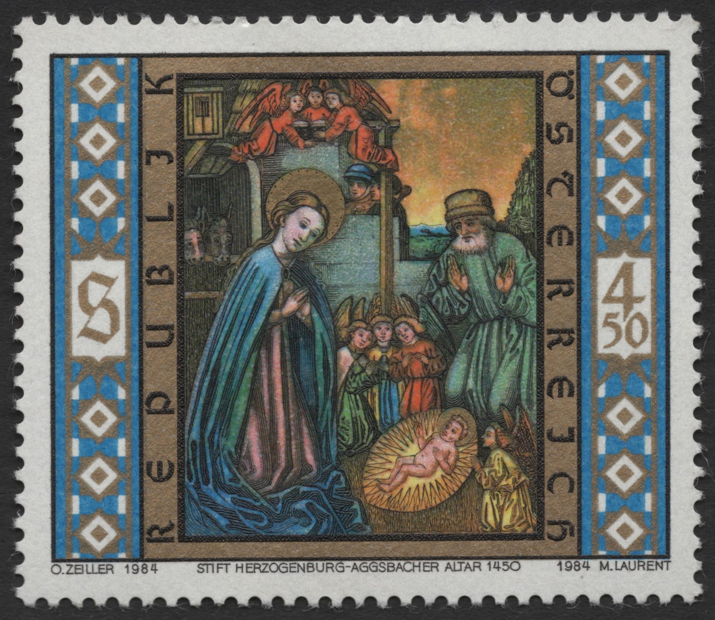 SCG944 - Austria 1984 Christmas Stamp – Aggsbach Altar Nativity