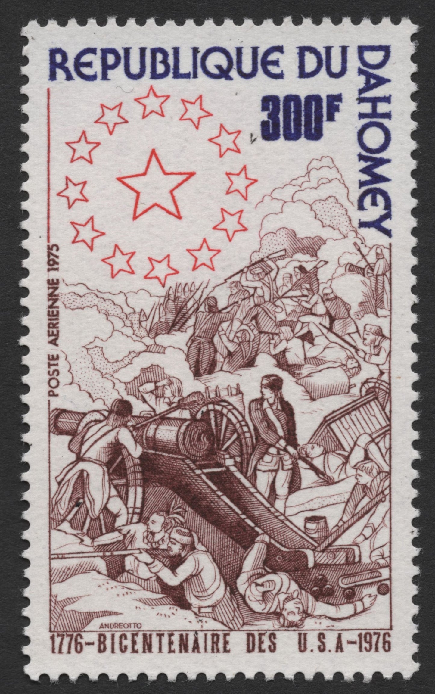 SCG939 - Dahomey 1975 U.S. Bicentennial Airmail Stamps – Revolutionary War Scenes