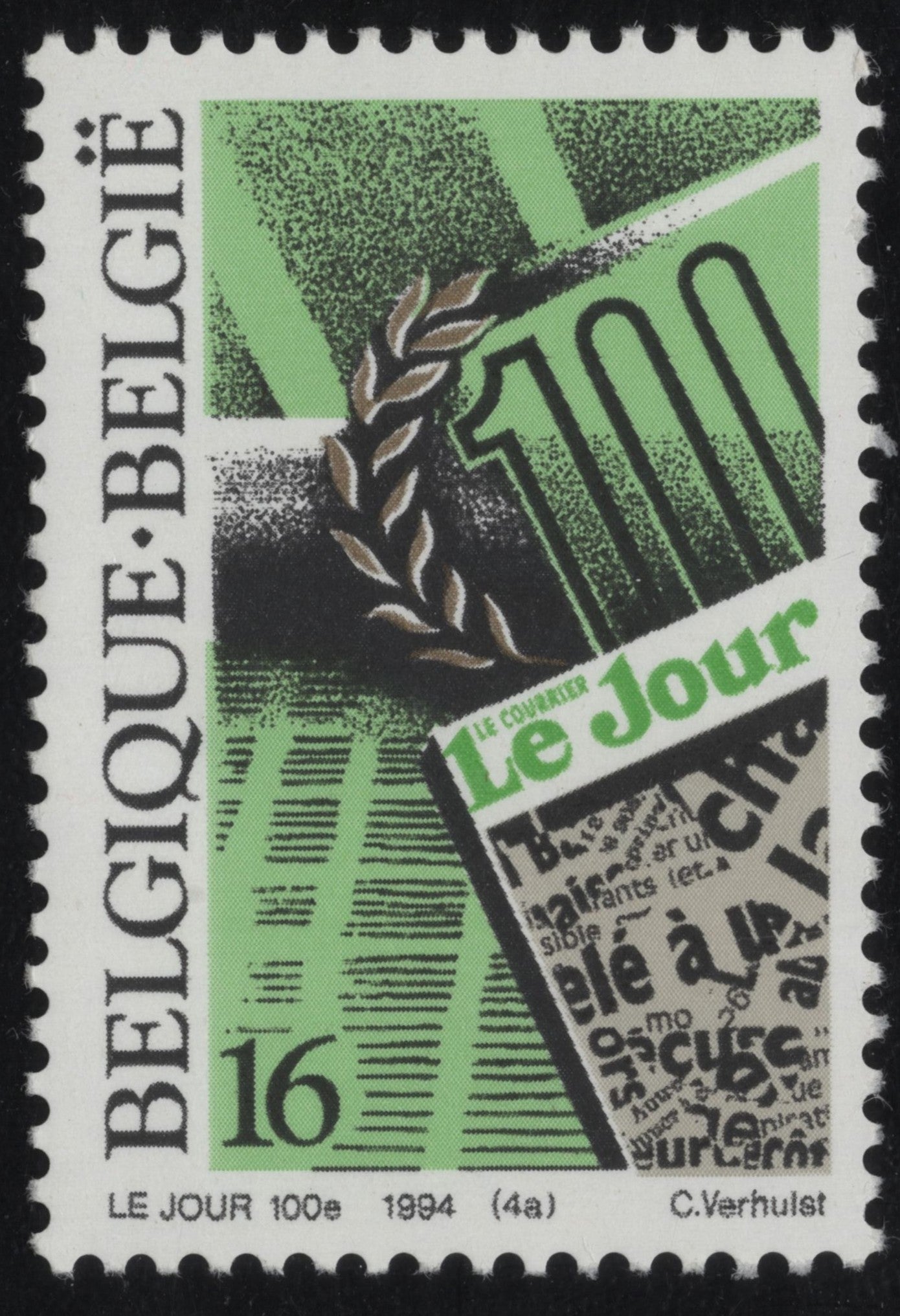SCG964 - 1994 Belgium Stamp – 100 Years of Le Jour Newspaper