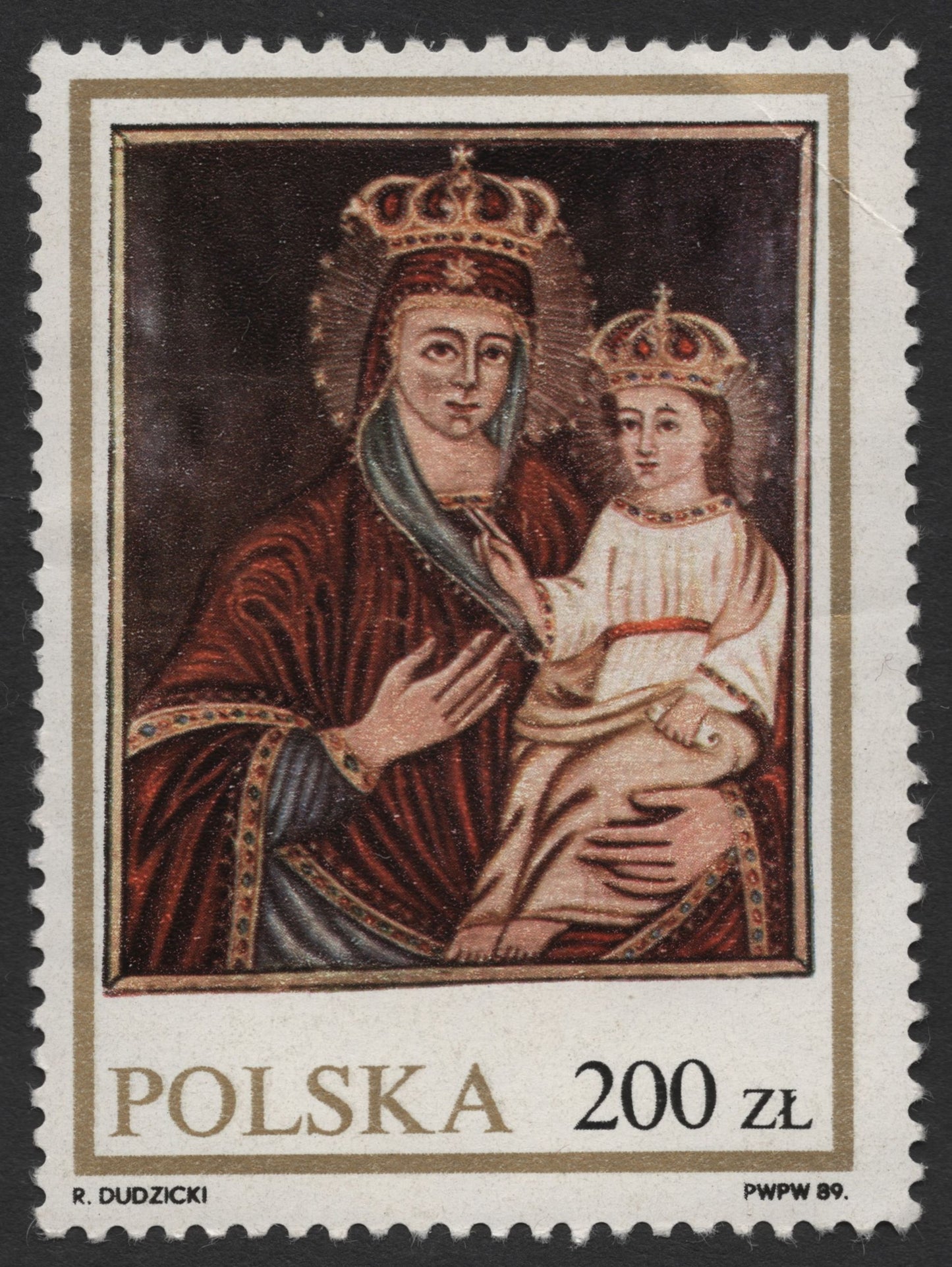 SCG978 - 1989 Poland Stamp – Madonna and Child with Crowns