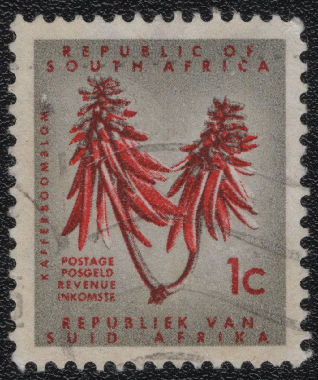 SCG1040 - South Africa – Aloe arborescens (Kaffirboom) Revenue Stamp (Used)