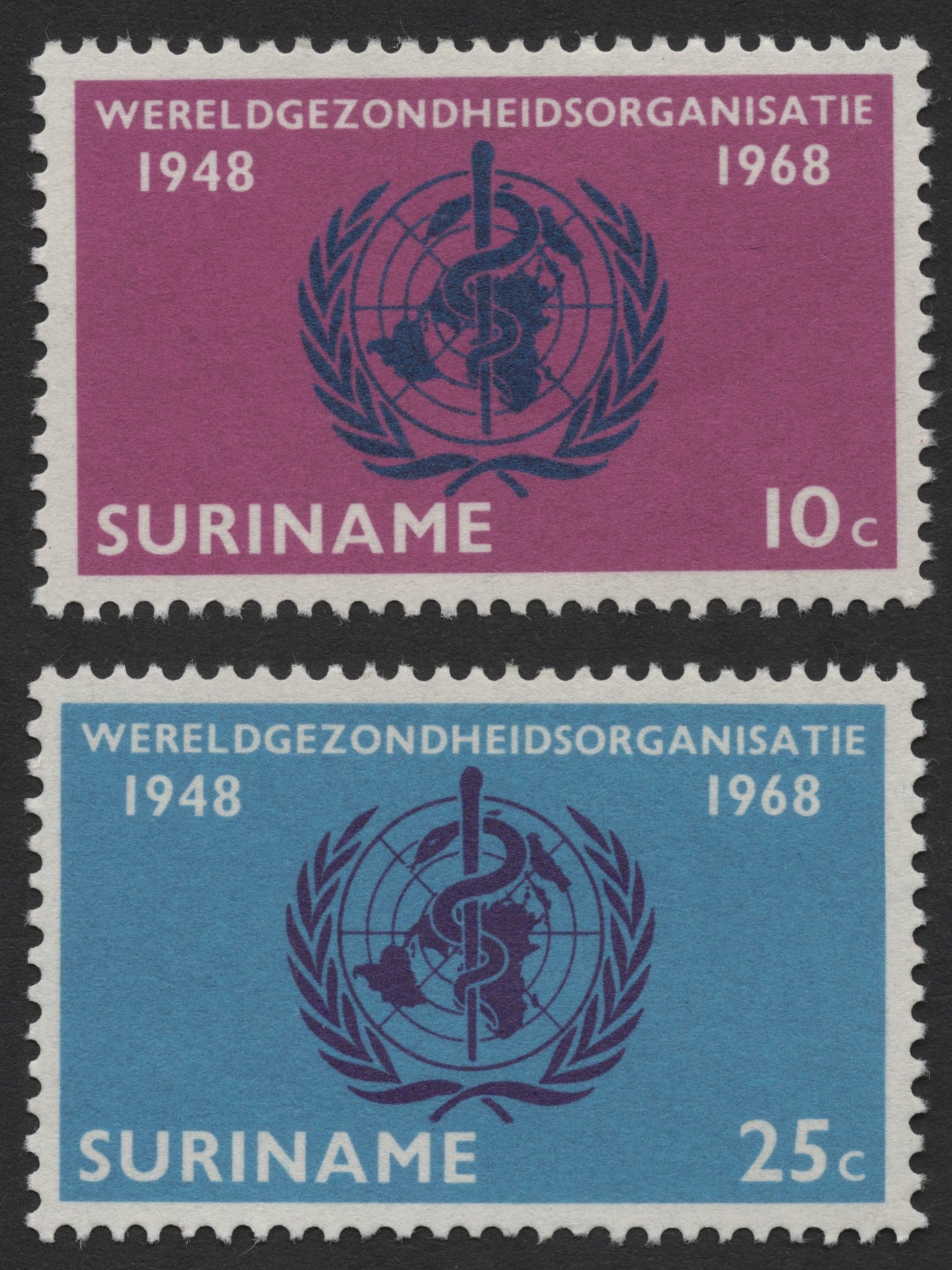 SCG1164 - Suriname 1968 – WHO 20th Anniversary Stamps