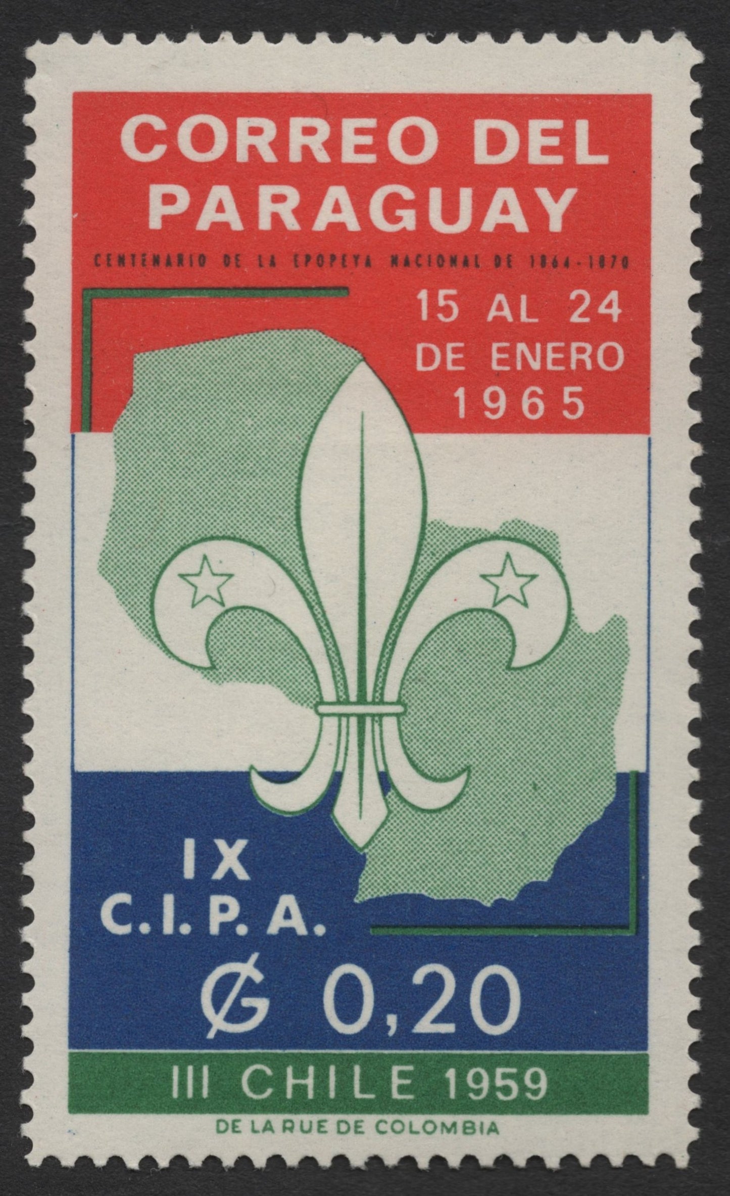 SCG1218 - Paraguay – 1965 IX CIPA Stamp Exhibition Commemorative