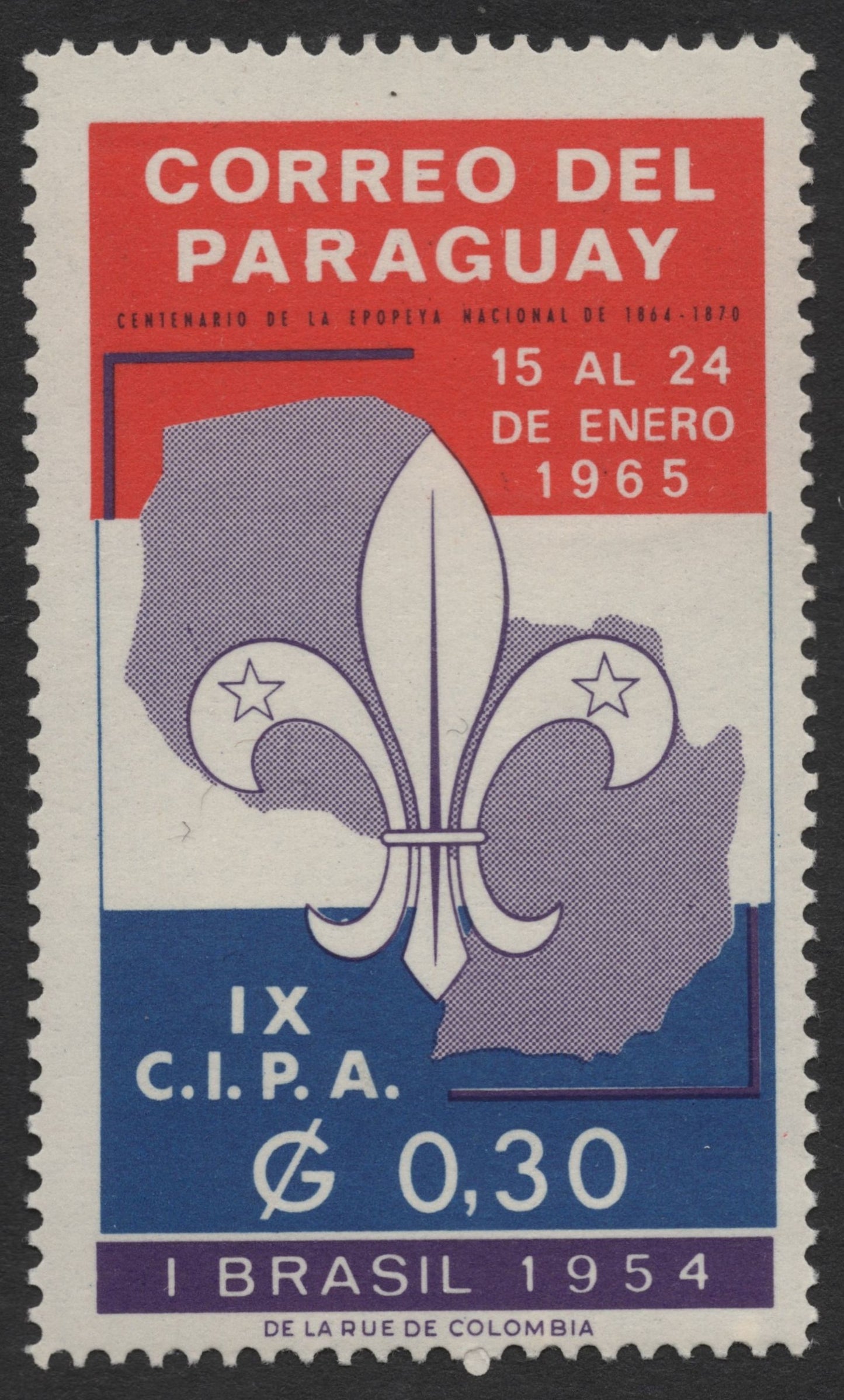 SCG1218 - Paraguay – 1965 IX CIPA Stamp Exhibition Commemorative