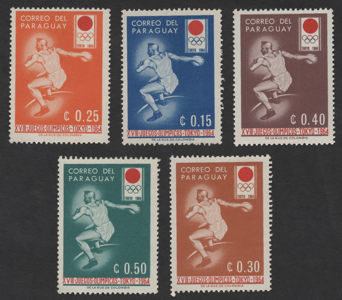SCG1240 - Paraguay 1964 Tokyo Olympics – Discus Throw Stamp Set