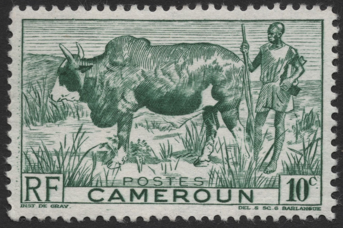 SCG1270 - Cameroon – 10c Cattle Herder Stamp (French Colonial Issue)