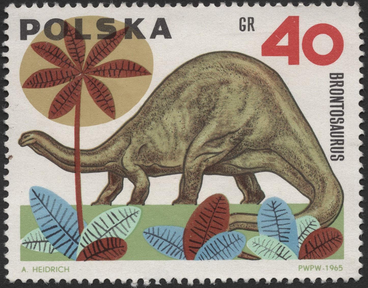 SCG1271 - Poland 1965 – Brontosaurus Dinosaur Stamp