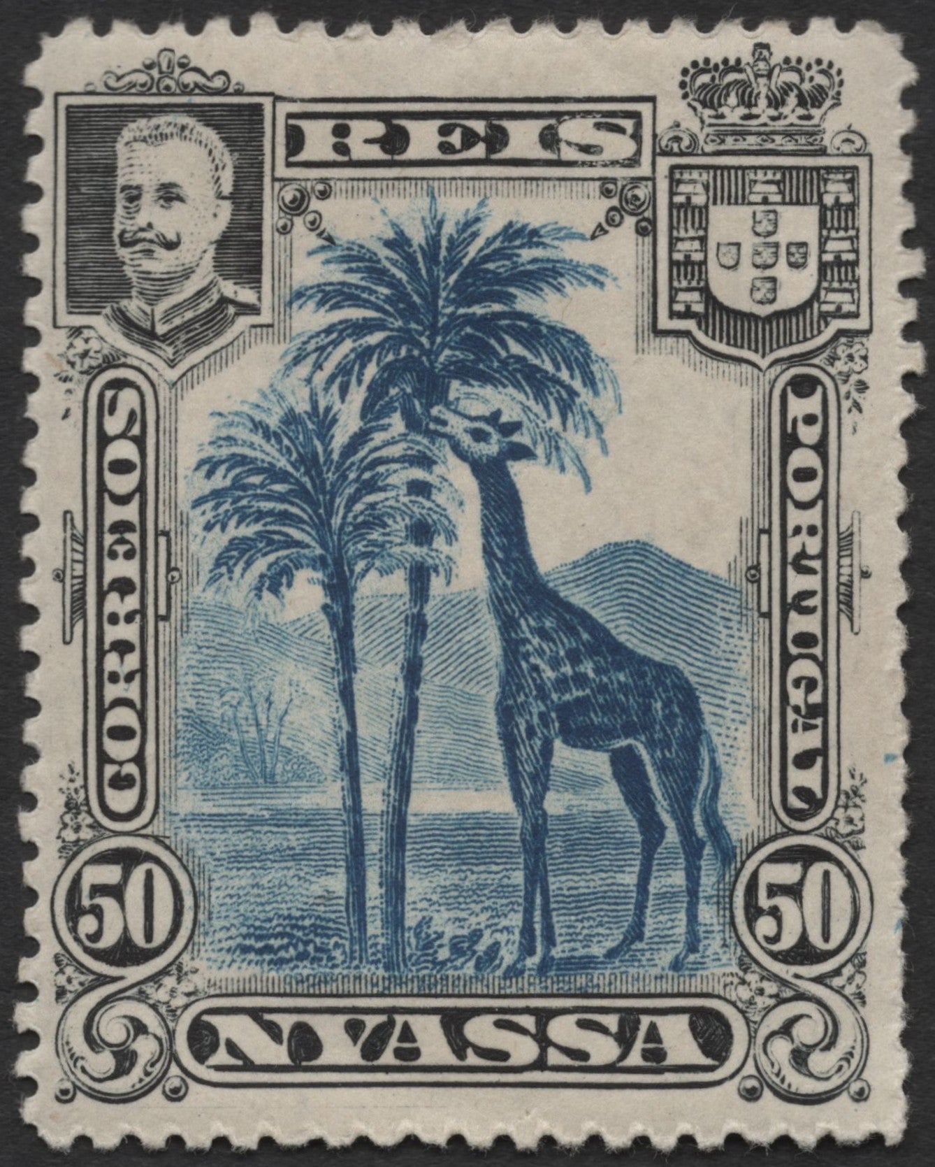 SCG1279 - Nyassa (Portugal) – 50 Reis Giraffe and Palm Trees Stamp