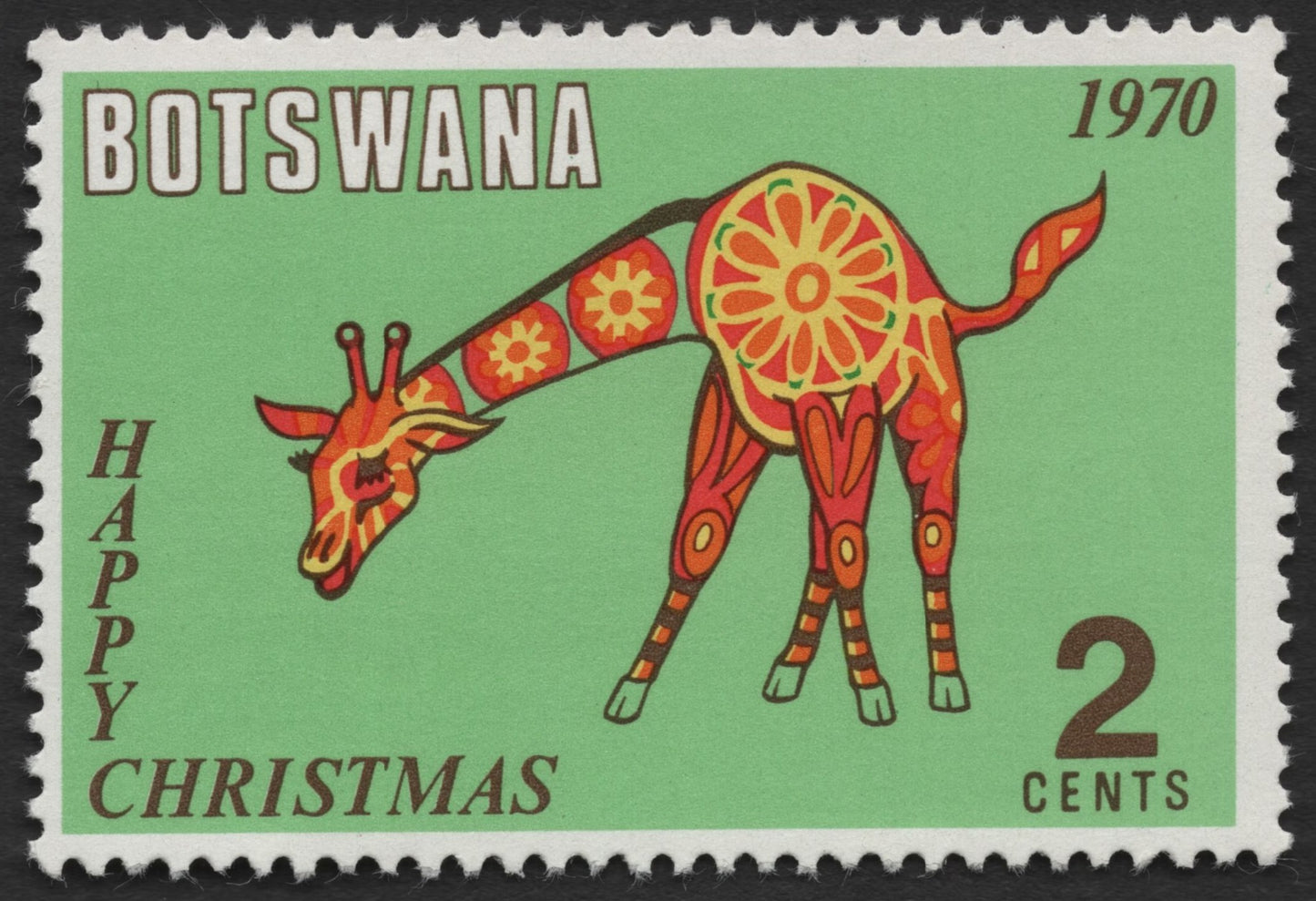 SCG1296 - Botswana – Happy Christmas Giraffe (1970)