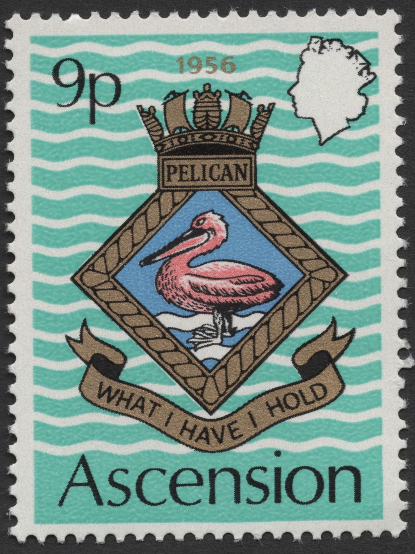 SCG1336 - Ascension 1956 HMS Pelican Crest Stamp