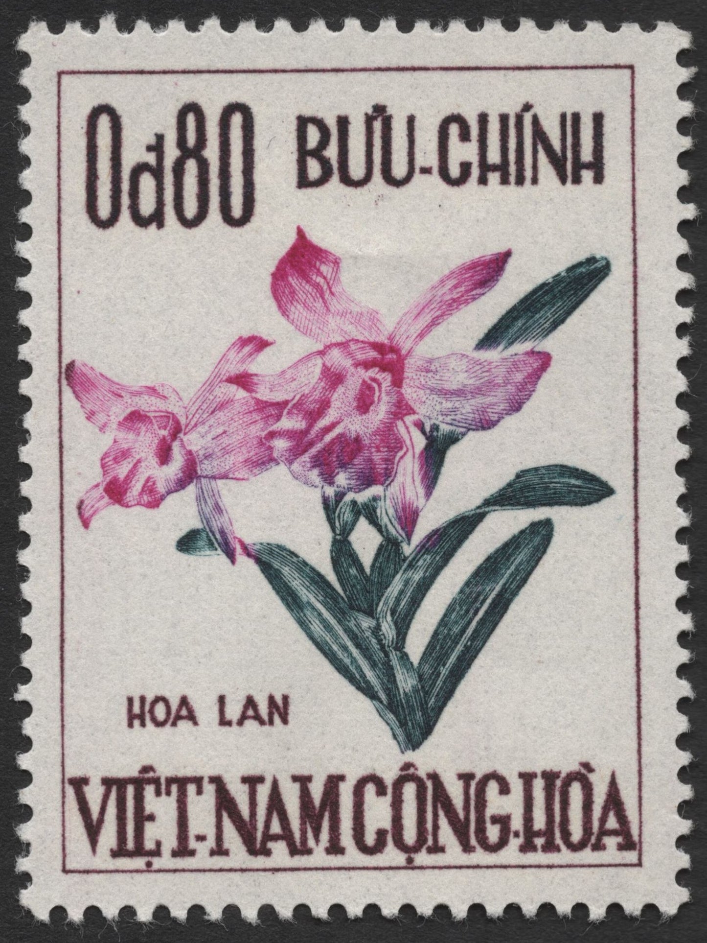 SCG1368 - South Vietnam Orchid Stamp – 0.80 Đồng